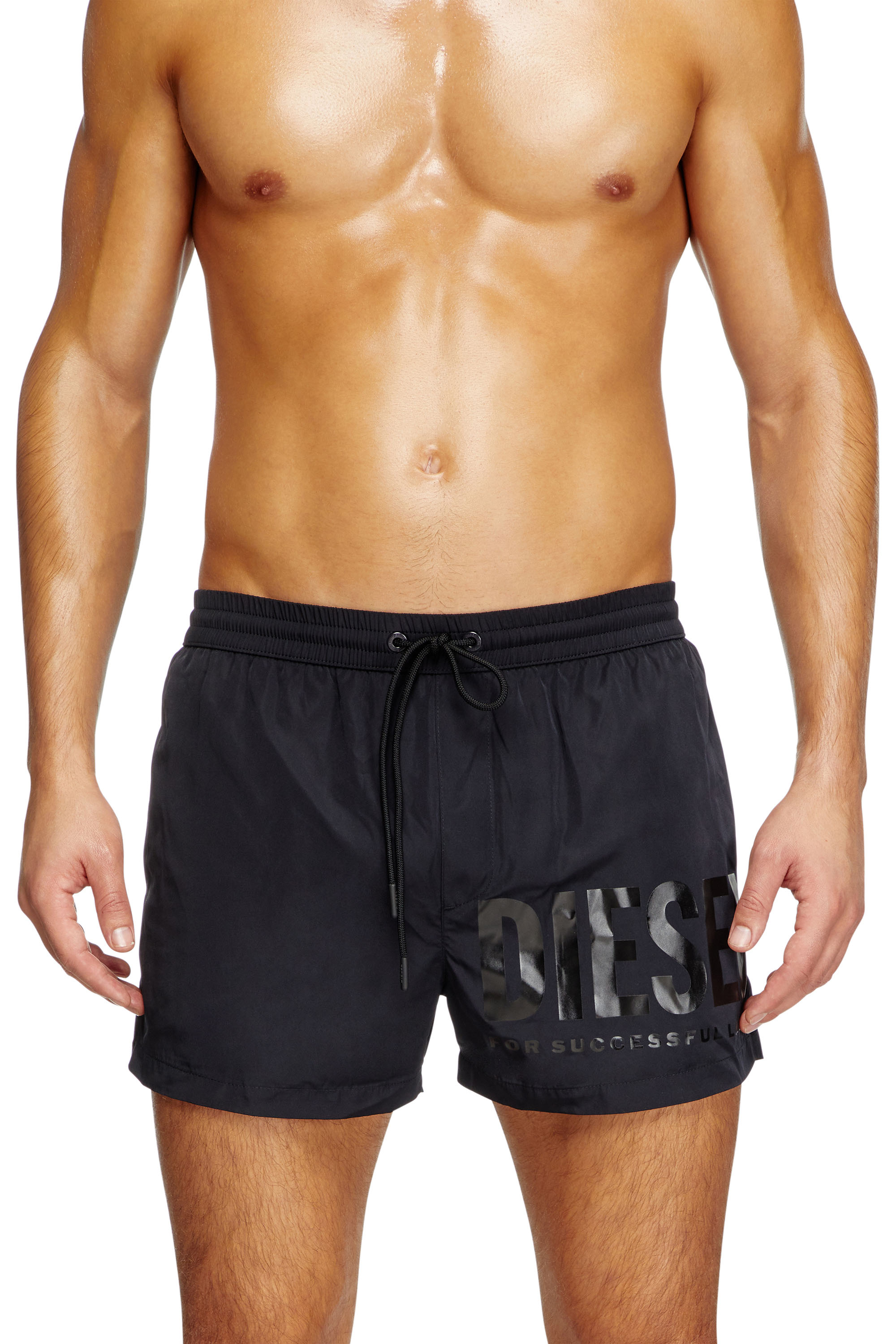 Diesel - MARIO-34-D-CORE, Male's Swim shorts with logo print in Black - 1