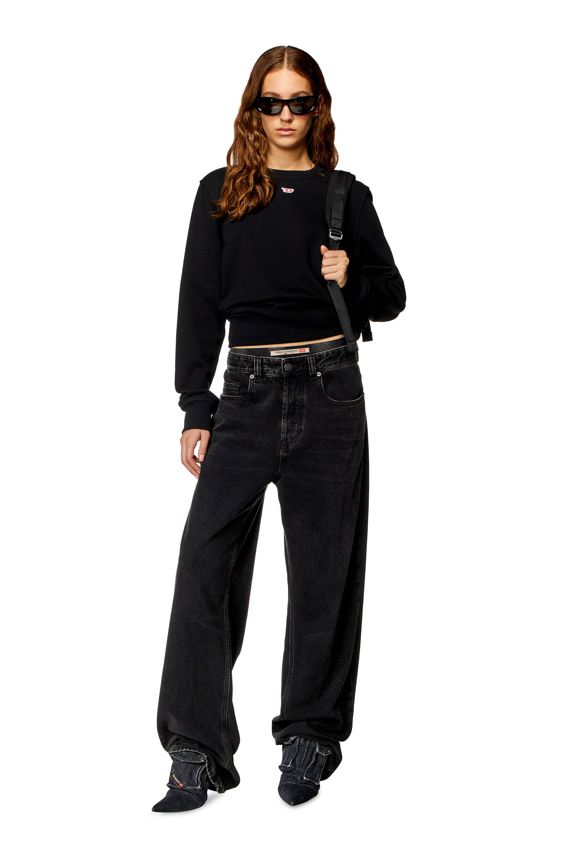 Diesel - S-GINN-D, Woman's Sweatshirt with D logo in Black - 2