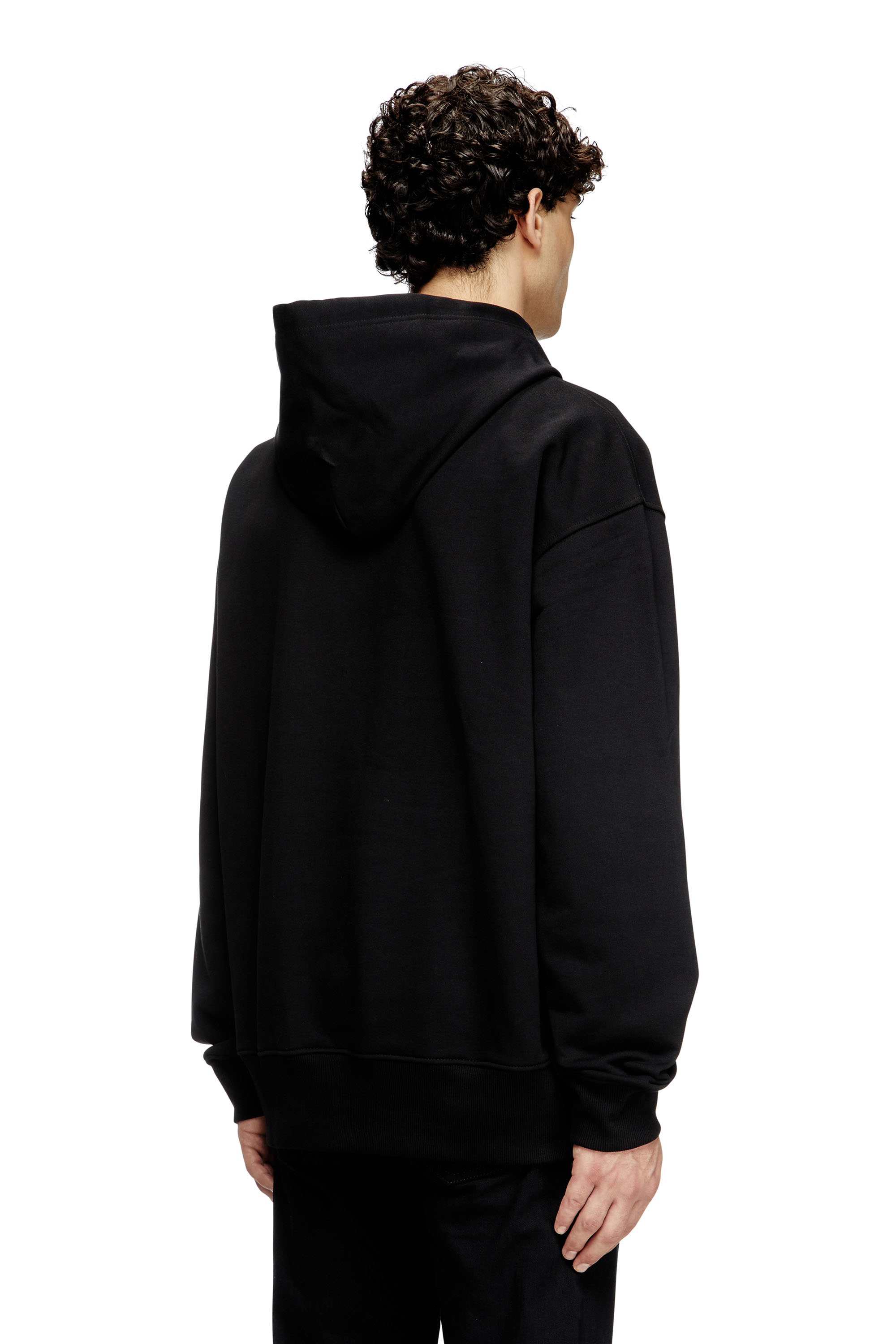 Diesel - S-MACS-HOOD-OD, Male's Oversized hoodie with metallic logo in Black - 4