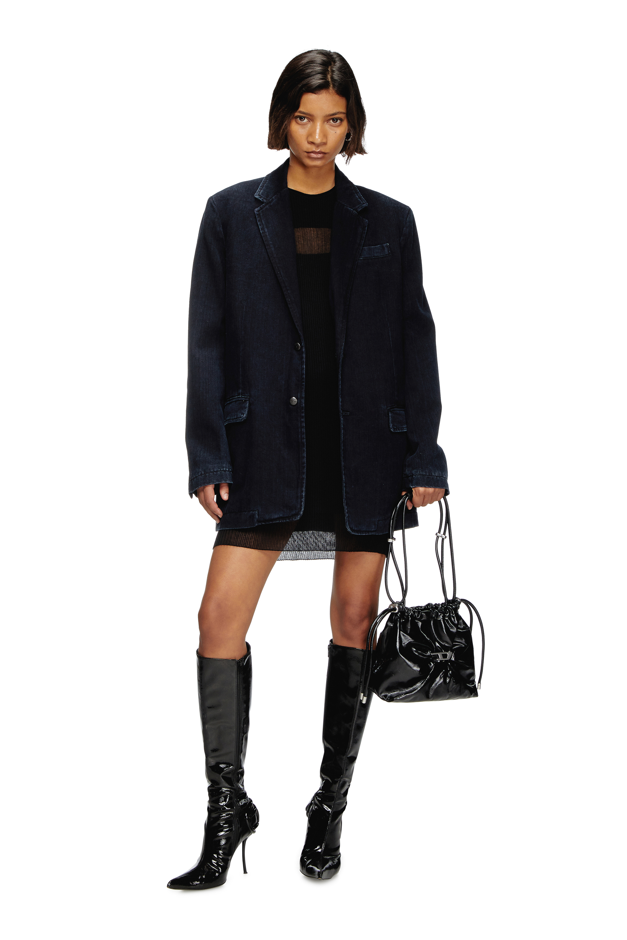 Diesel - D-REGER-D, Unisex's Blazer in lightly treated denim in Dark Blue - 4