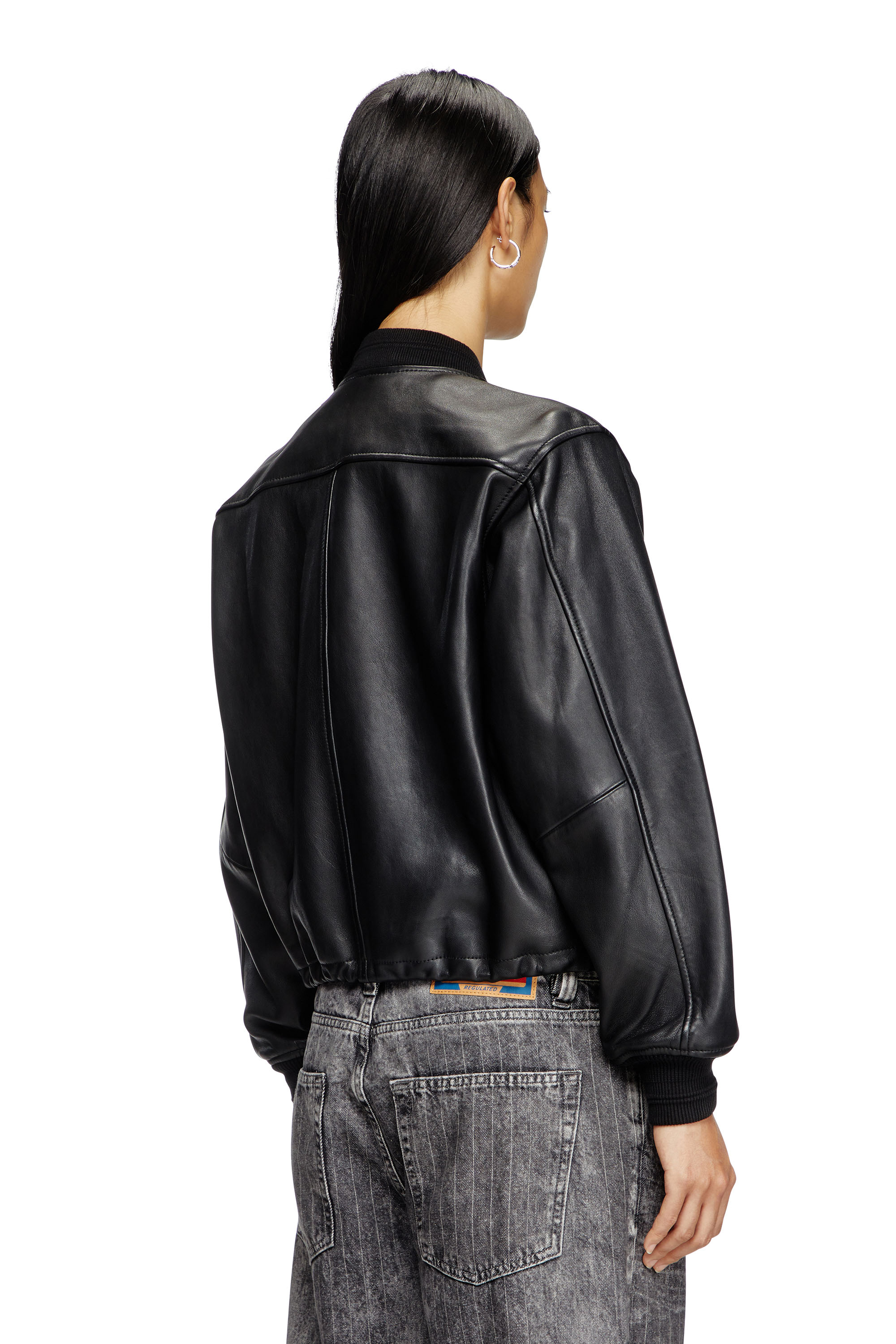 Diesel - L-ILYAN, Veste bomber en cuir Femme in Noir - 5