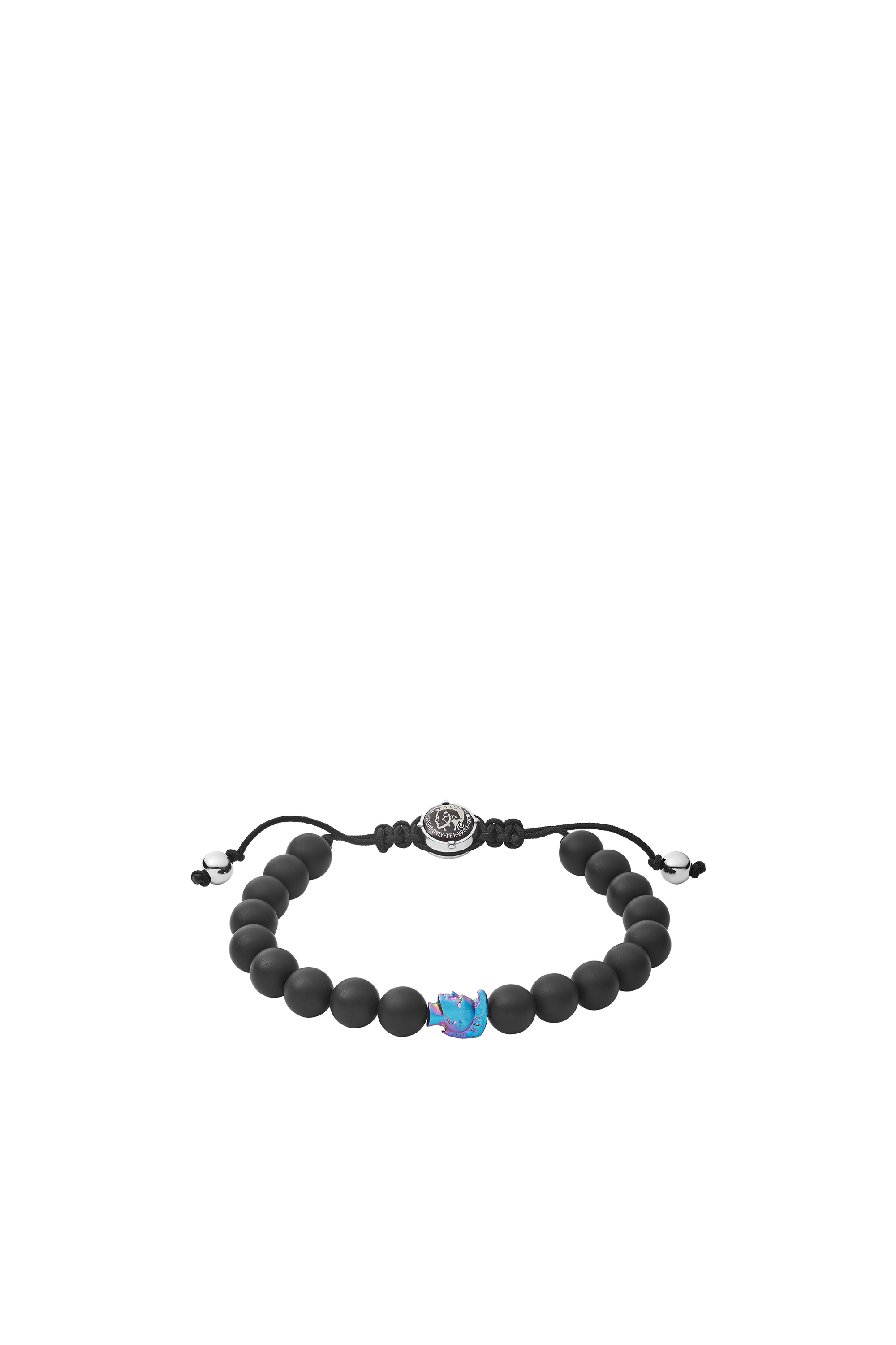 Diesel Matte Black "Only the Brave" Icon Beaded Bracelet