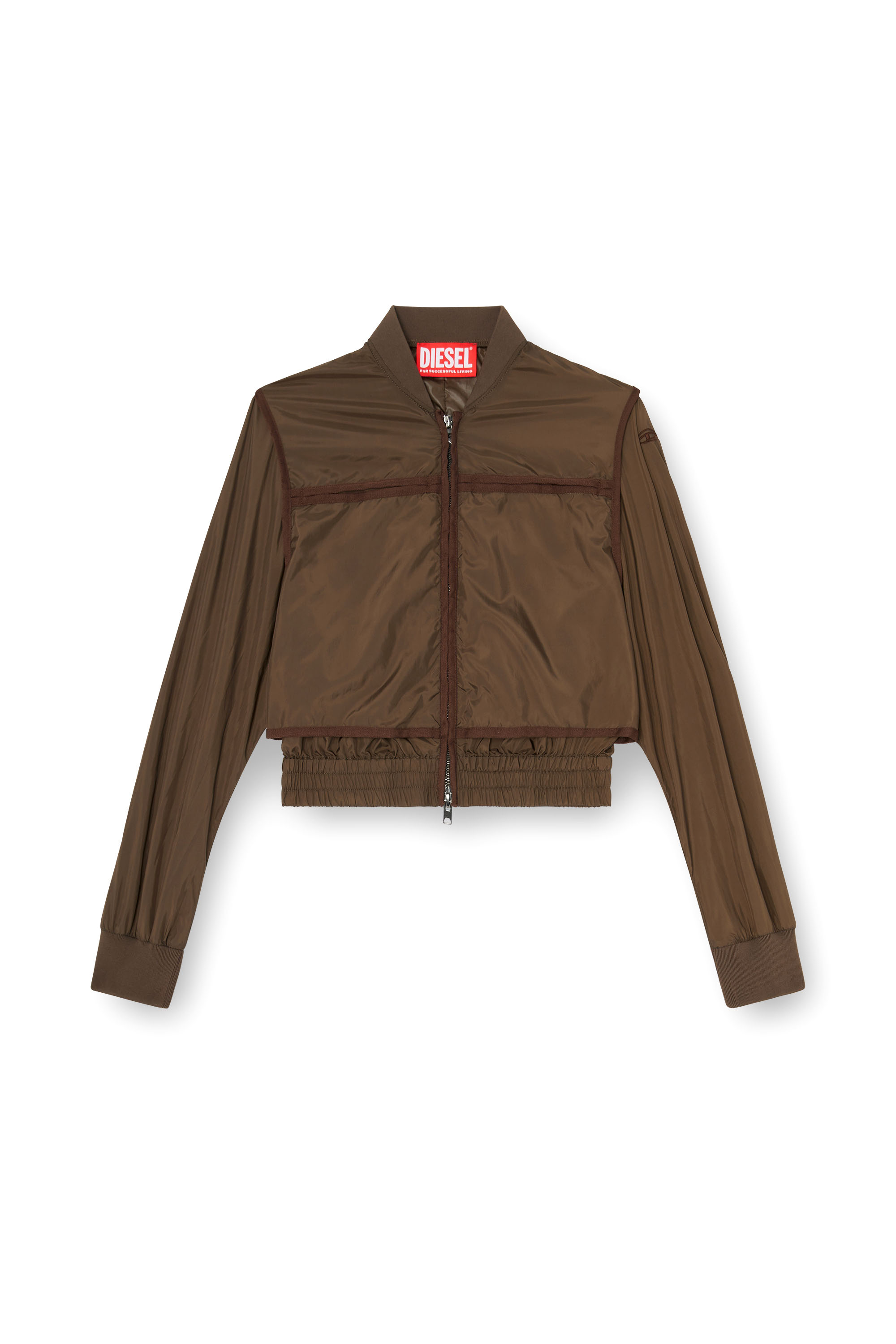 Diesel - G-OTHAM, Chaqueta de nailon con cintas a tono Mujer in Marr&oacute;n - 3