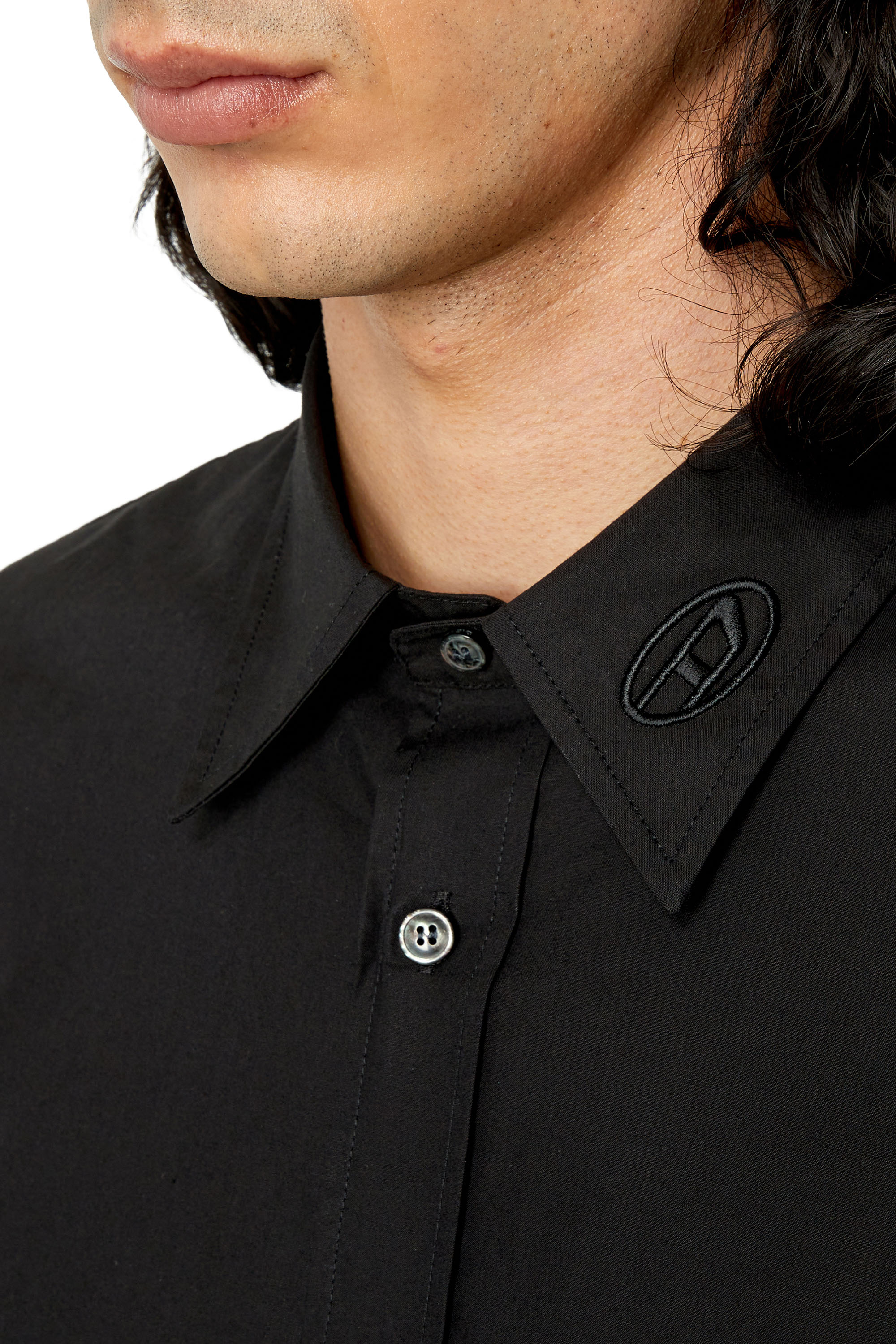 Diesel - S-BEN-CL-A, Camisa de algod&oacute;n con bordado del logotipo a tono Hombre in Negro - 4