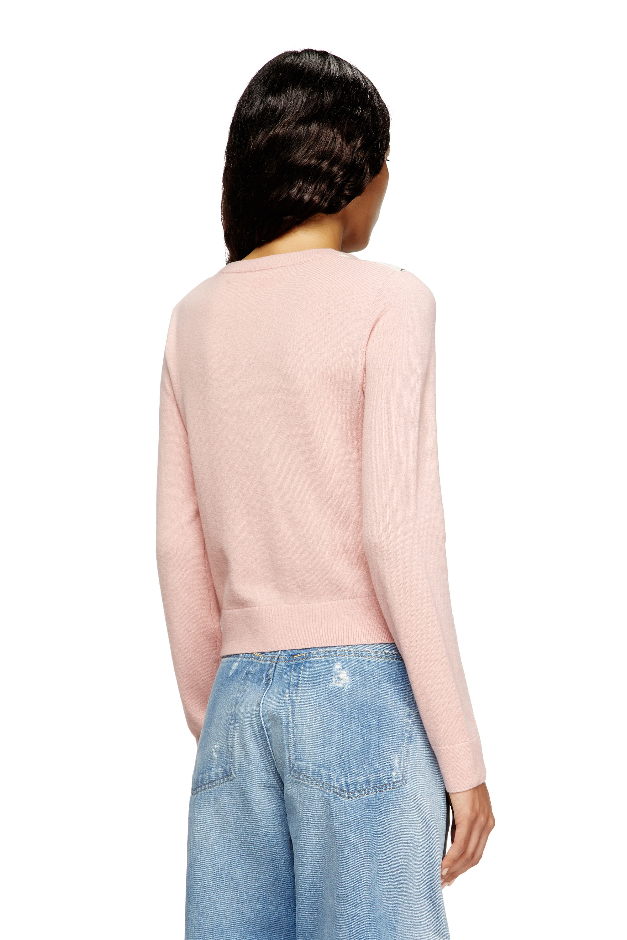Diesel - M-ROMKO-LS, Female's Cut-out jumper in argyle wool in Pink - 4
