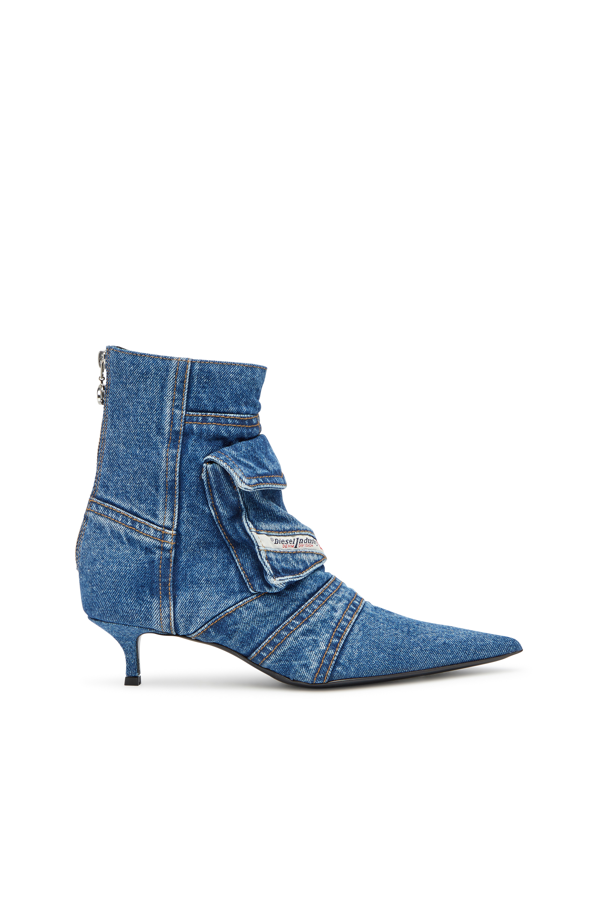 Diesel - D-VENUS POCKET LB, D-Venus-Bottines cargo en denim délavé Femme in Bleu - 1