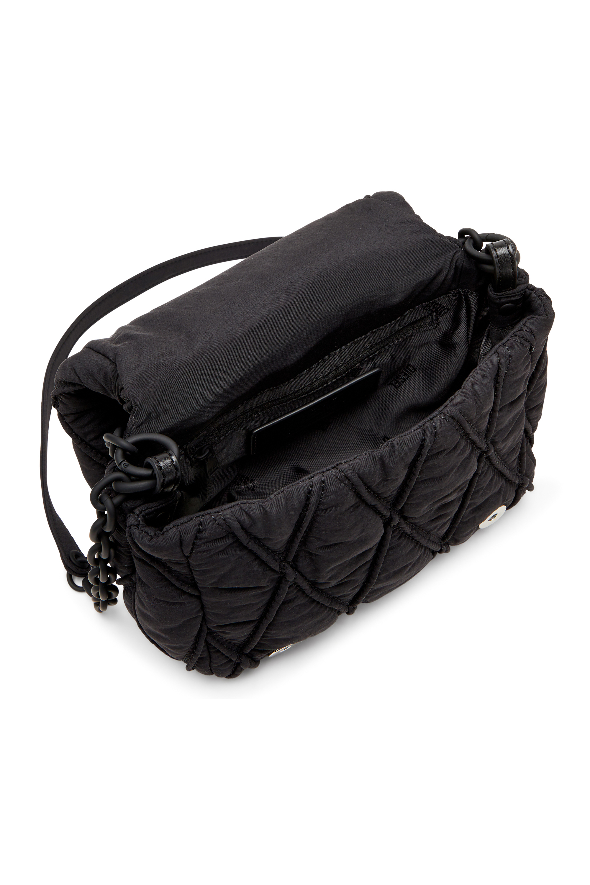 Diesel - CHARM-D SHOULDER S, Female's Charm-D S-Small shoulder bag in quilted nylon in Black - 3