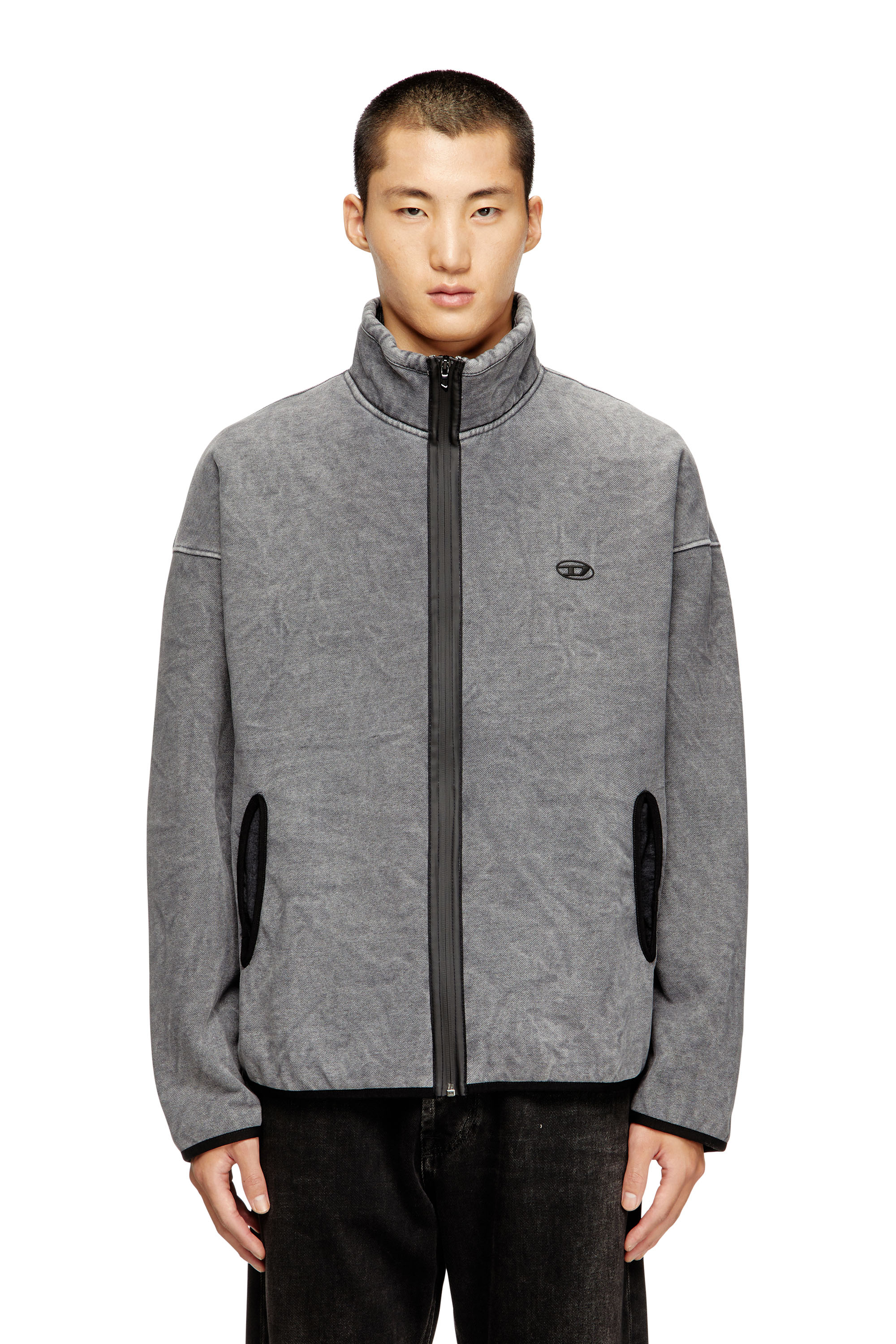 Diesel - S-BATY-NEW, Sweat à fermeture éclair avec doublure intérieure Homme in Gris - 1