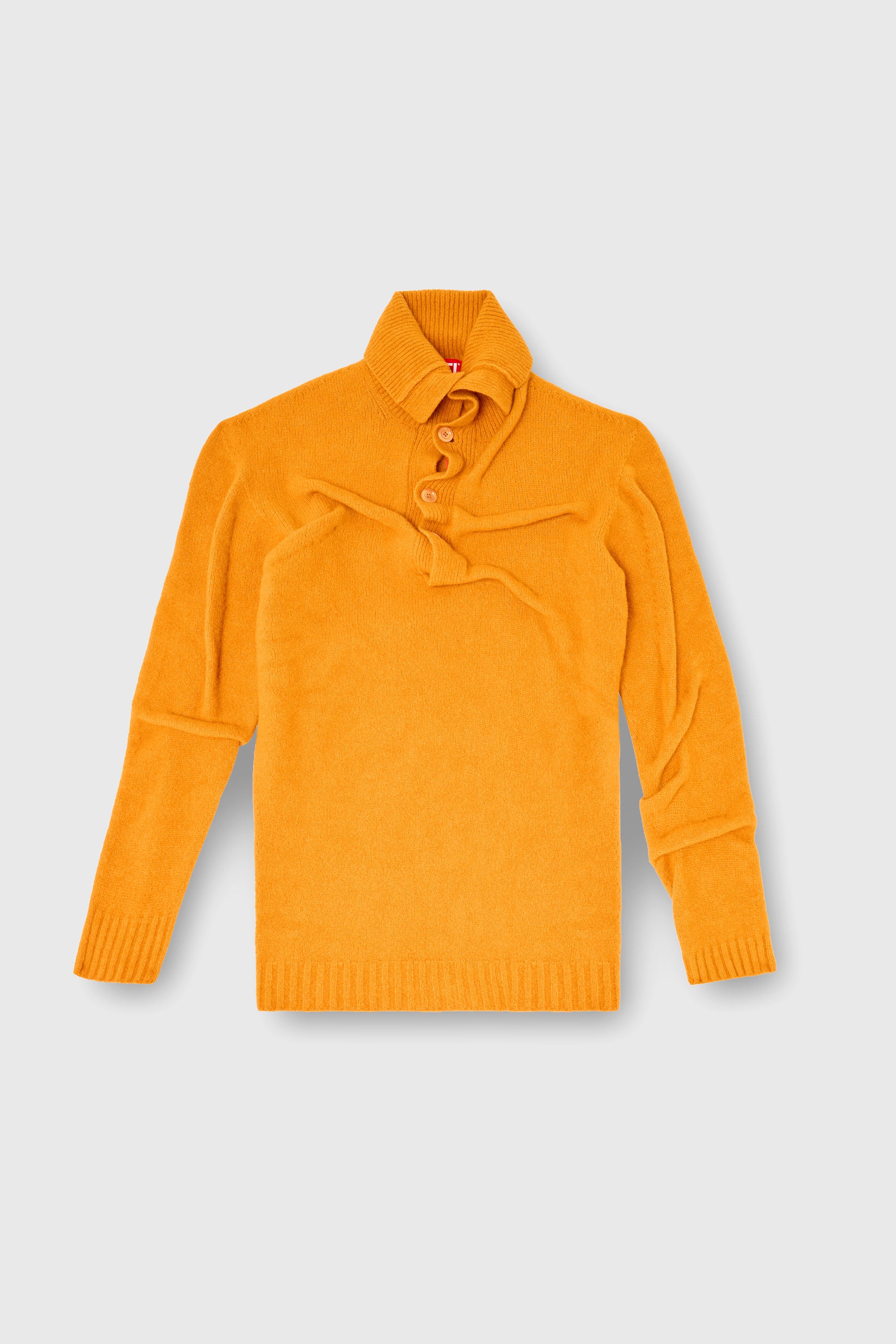 Diesel - K-ANDREW, Pull &agrave; col boutonn&eacute; en maille foul&eacute;e &agrave; texture froiss&eacute;e Homme in Orange - 2