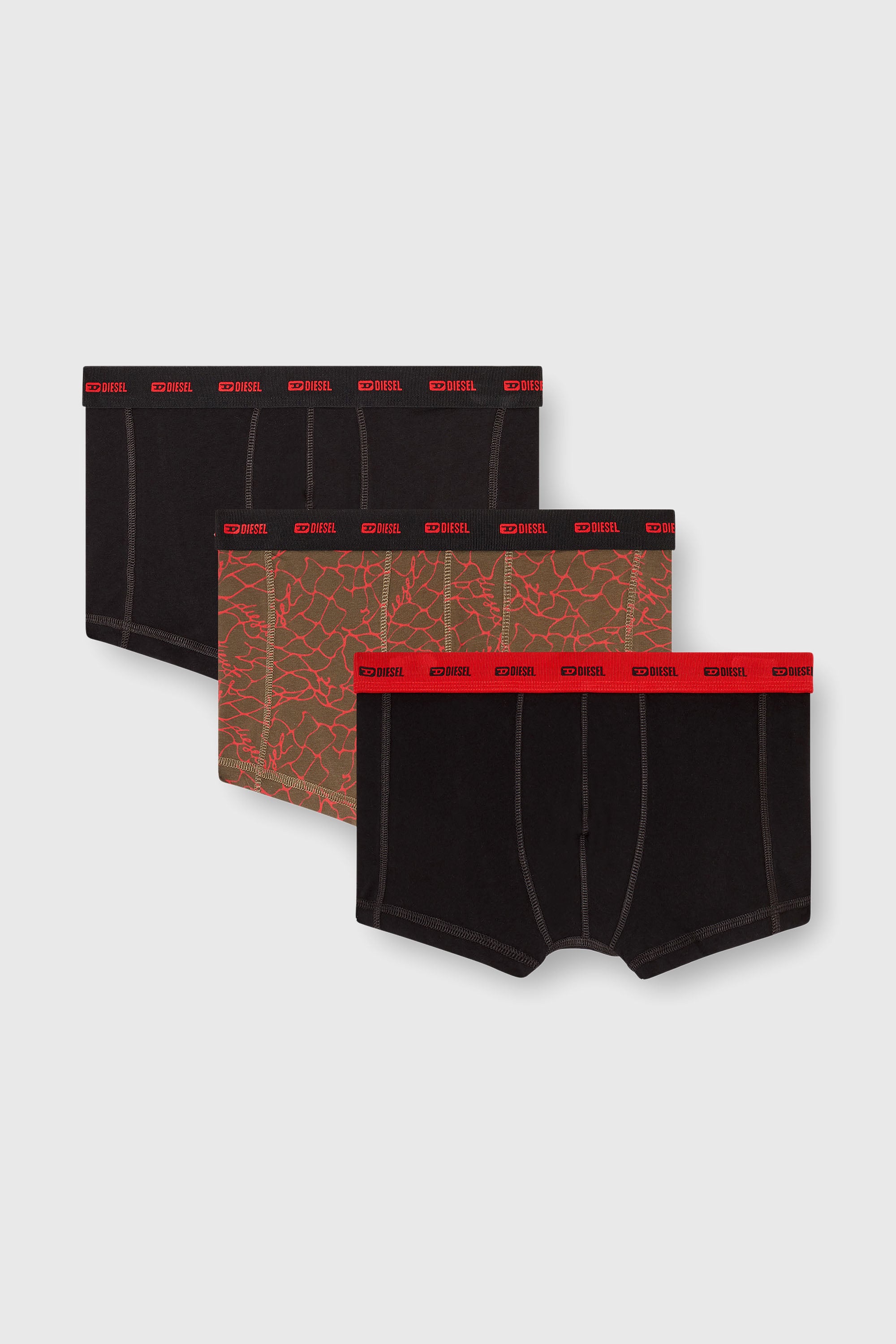 Diesel - DAMIEN-UTLT-3PACK, Male's Three-pack of trunks with graphic motif in Black/Brown - 1