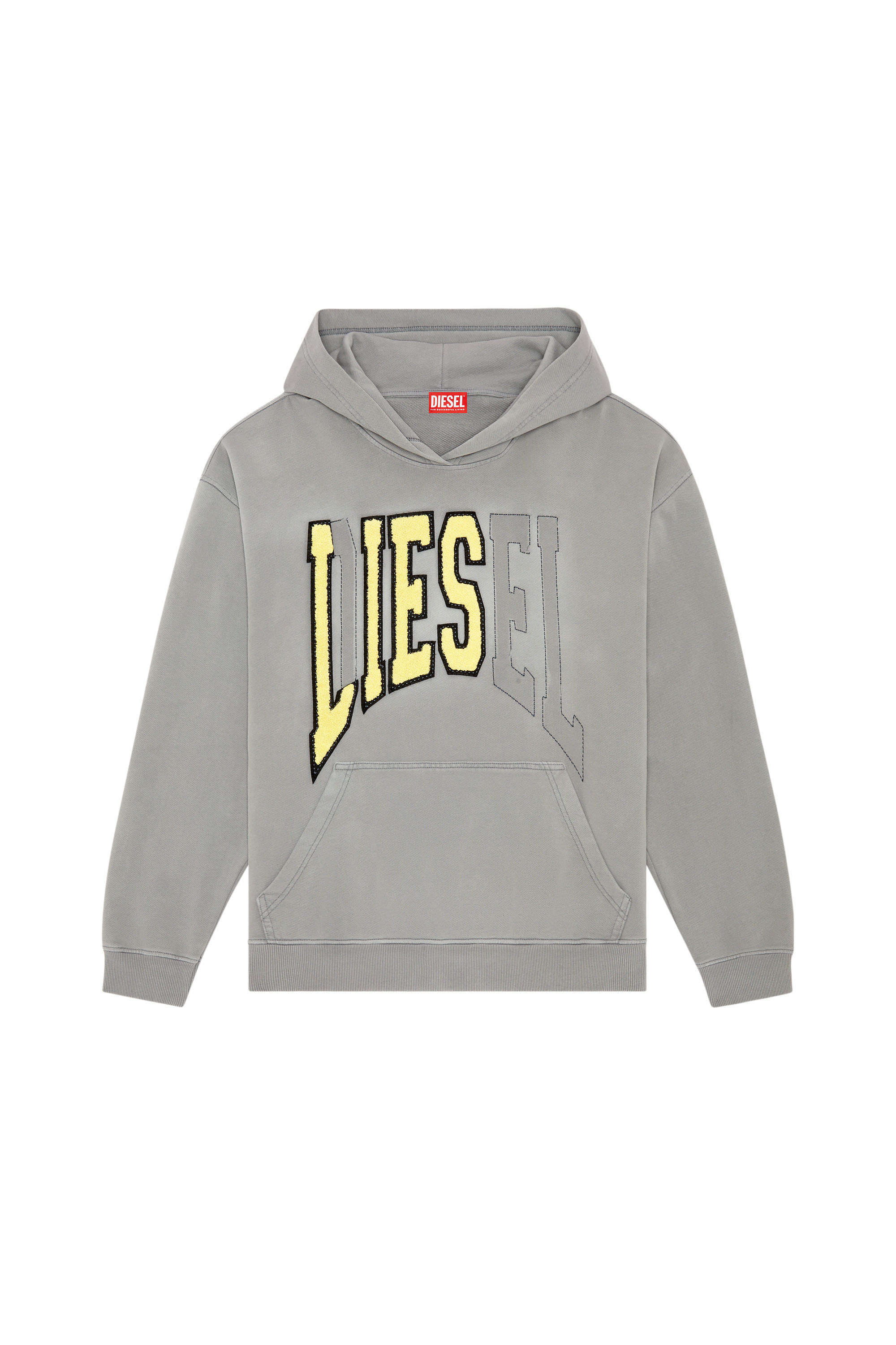Men's College hoodie with LIES patches | Grey | Diesel