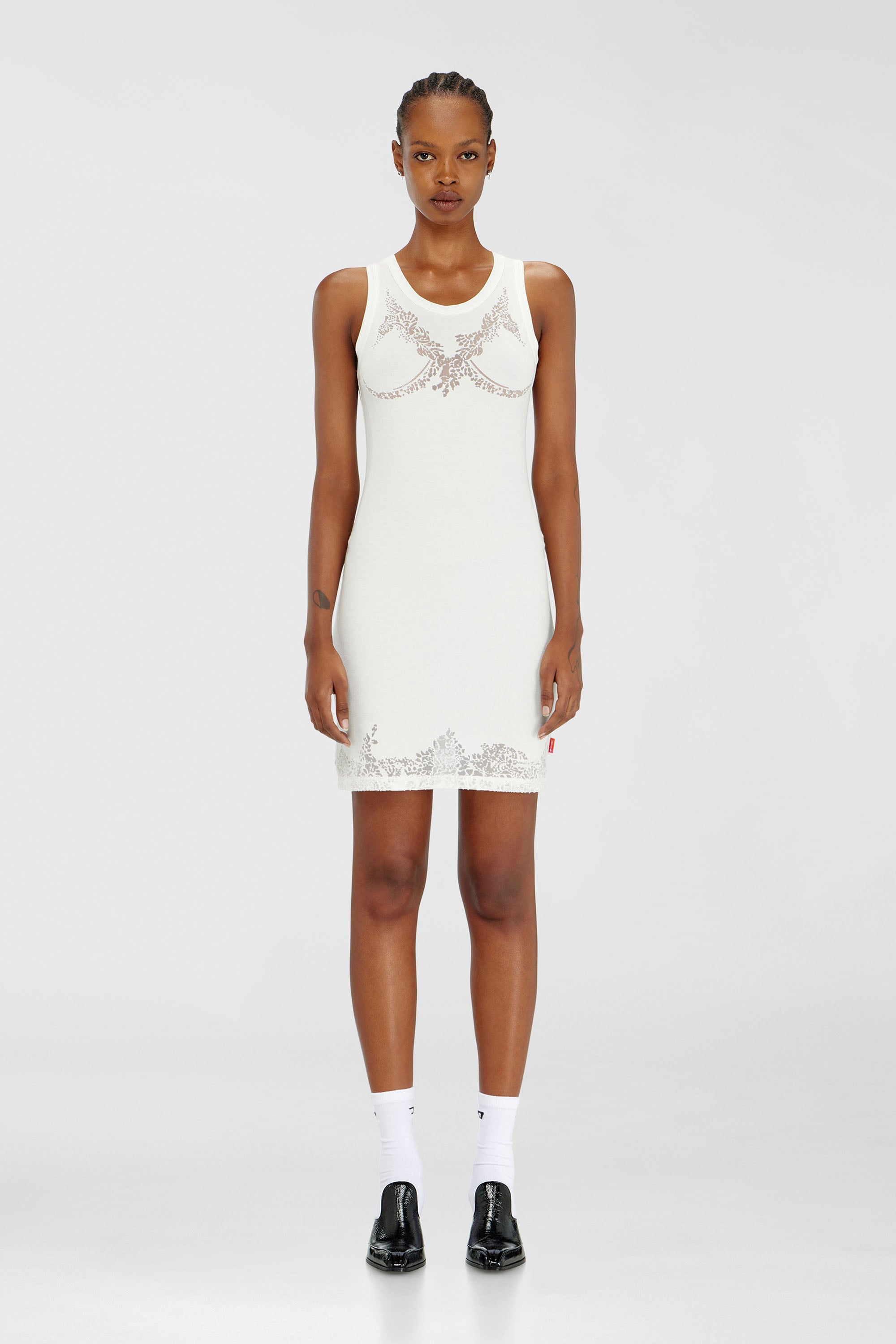 Diesel - PR-D-ANKI-LACE-R, Female's Mini tank dress with devor&eacute; lace effect in White - 1