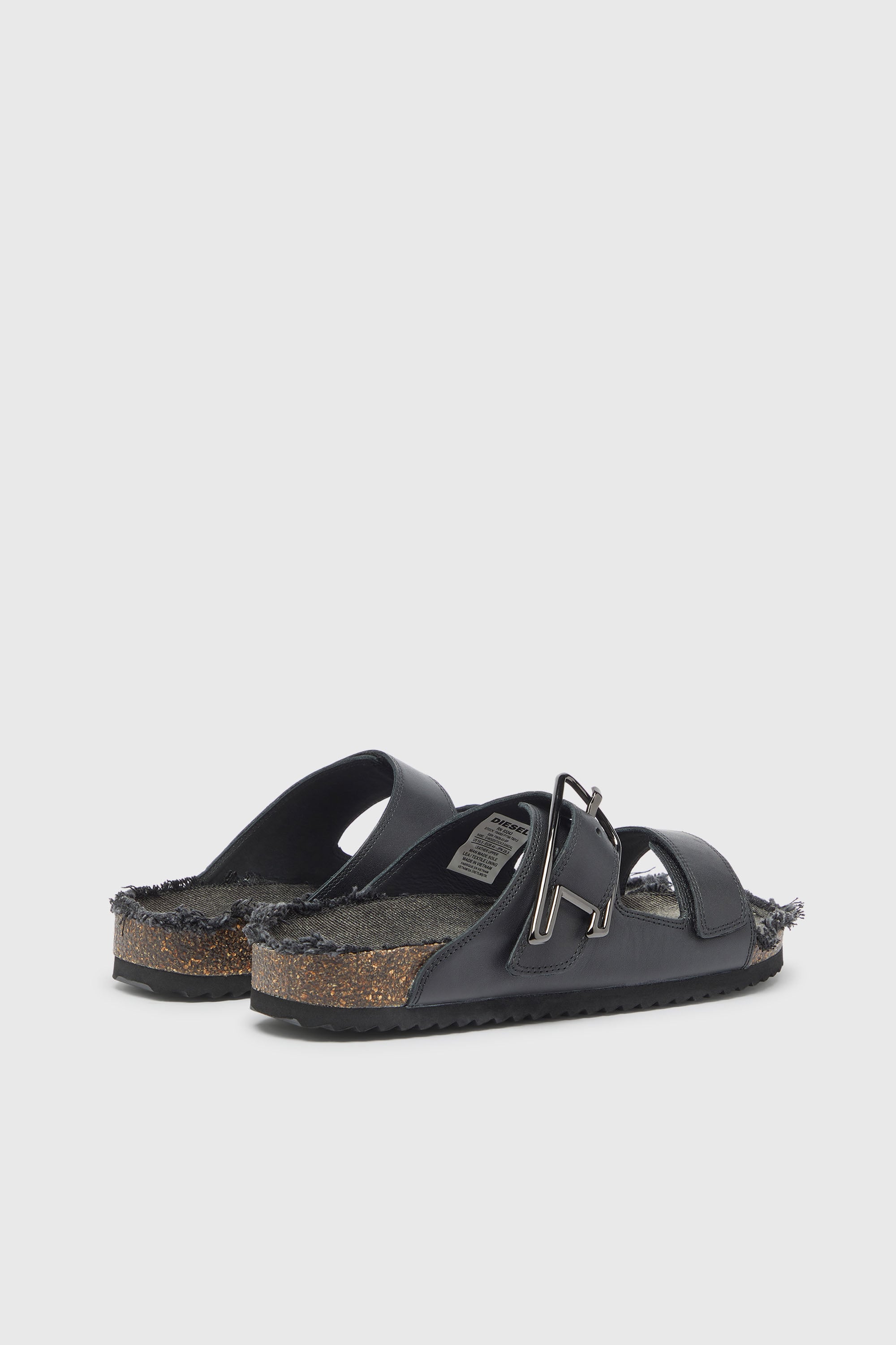 Diesel - D-WOODSTOCK D SANDAL, D-Woodstock - Sandalia de piel con plantilla de corcho Hombre in Negro - 3