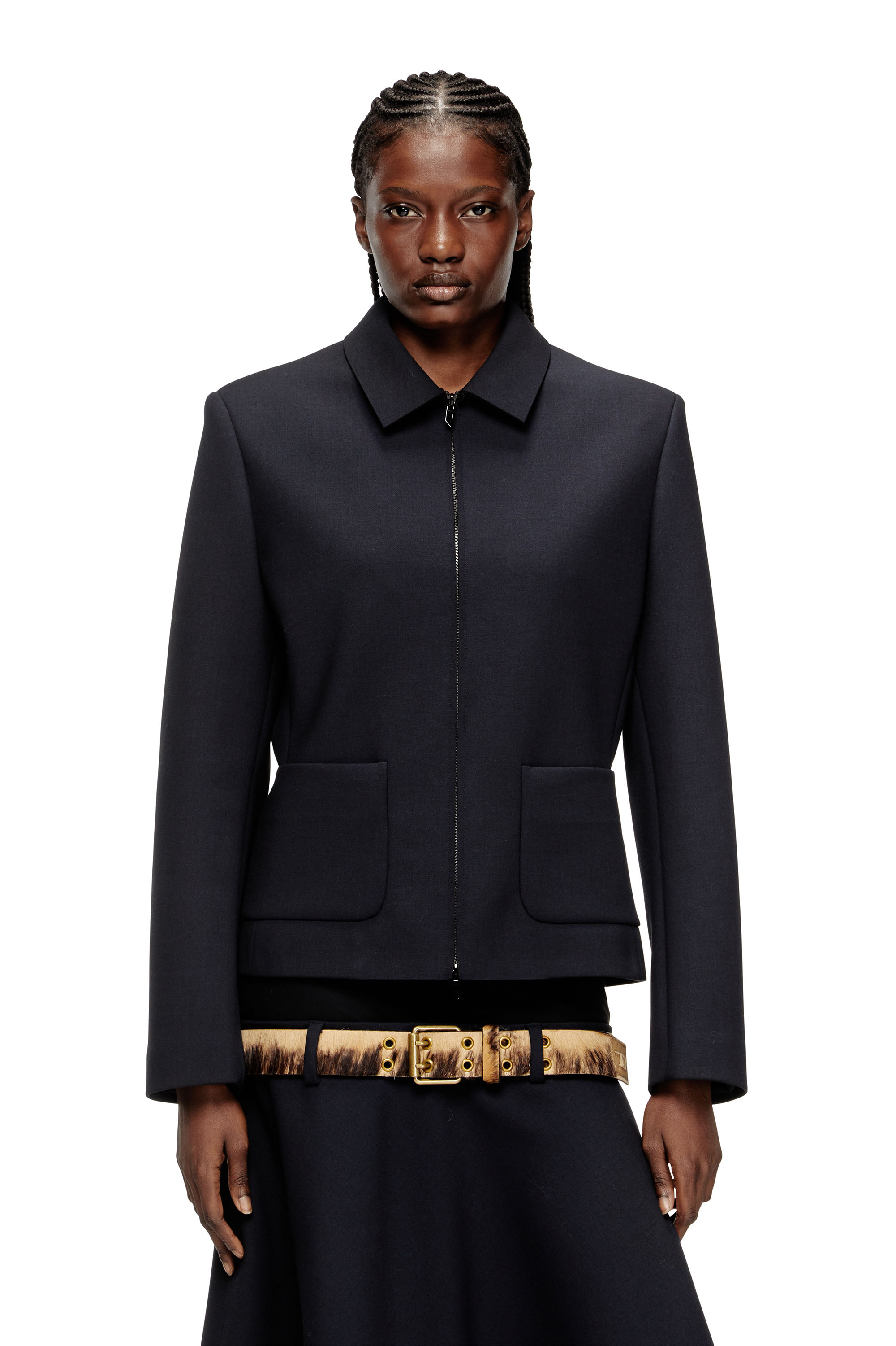 Diesel - G-CESARA-BOND, Female's Collared jacket in neoprene-bonded fabric in Dark Blue - 3