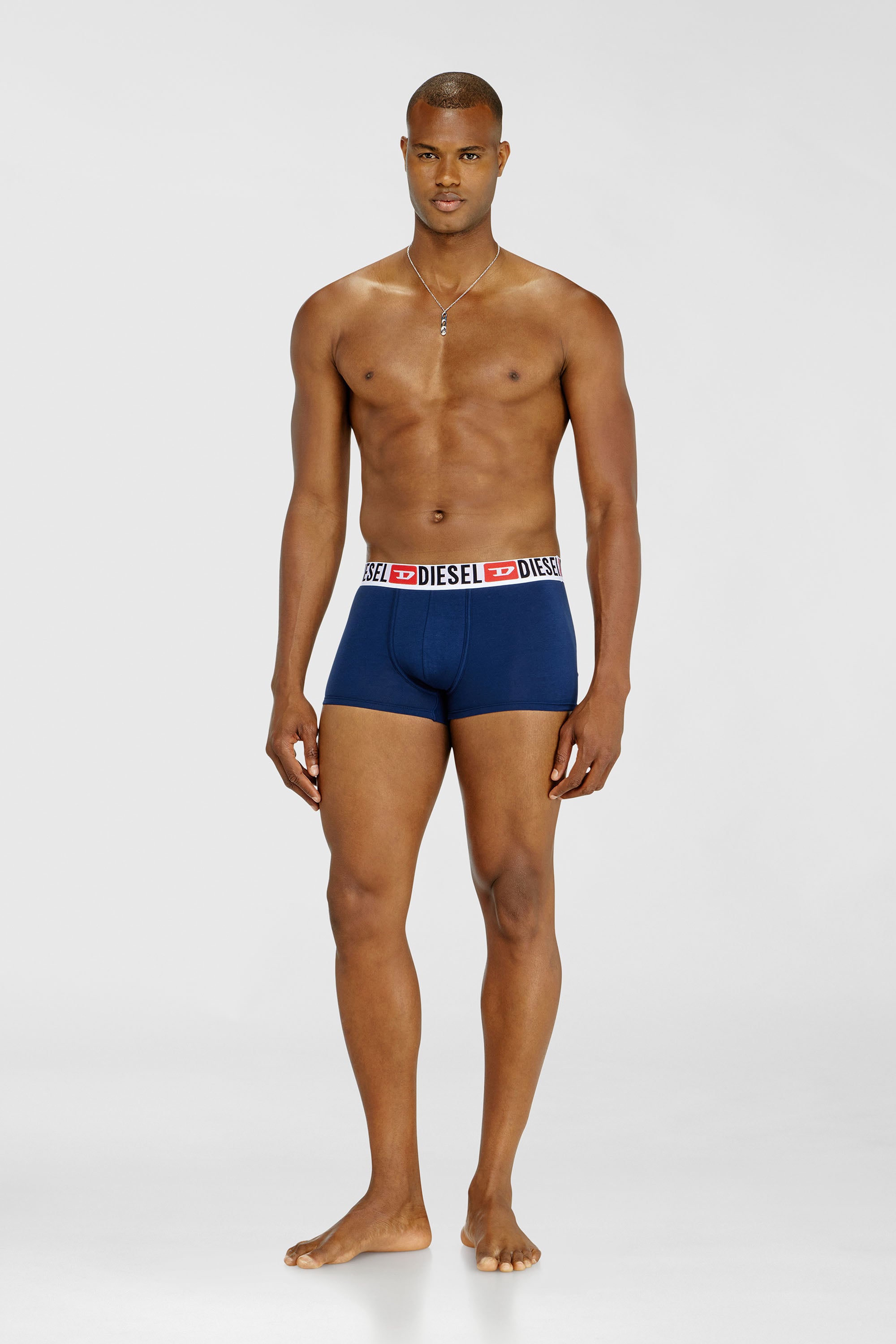 Diesel - UMBX-DAMIENTHREEPACK, Male's Three-pack of all-over logo waist boxers in Blue/Black - 2