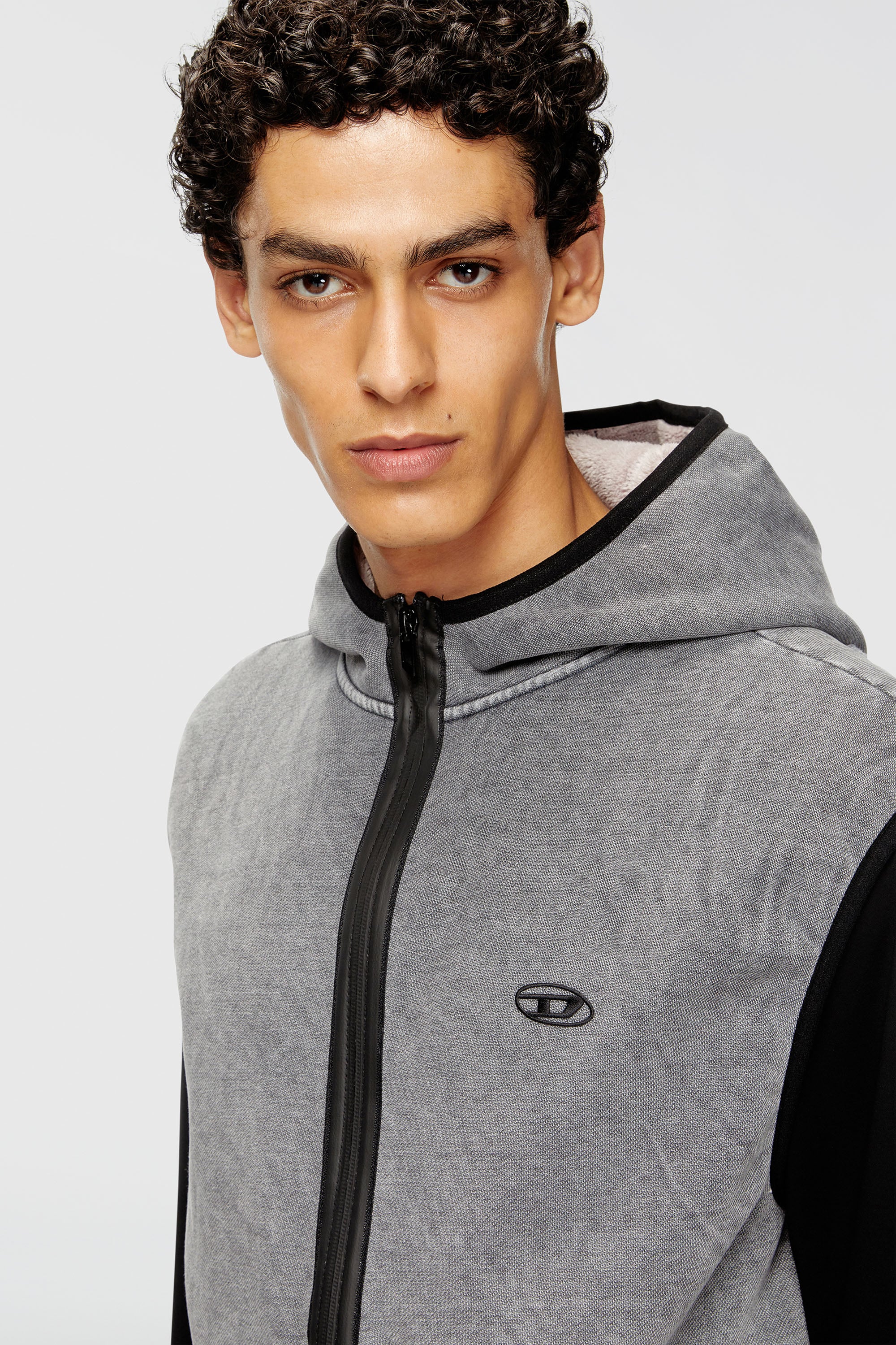 Men's Sleeveless zip-up hoodie | Grey | Diesel US