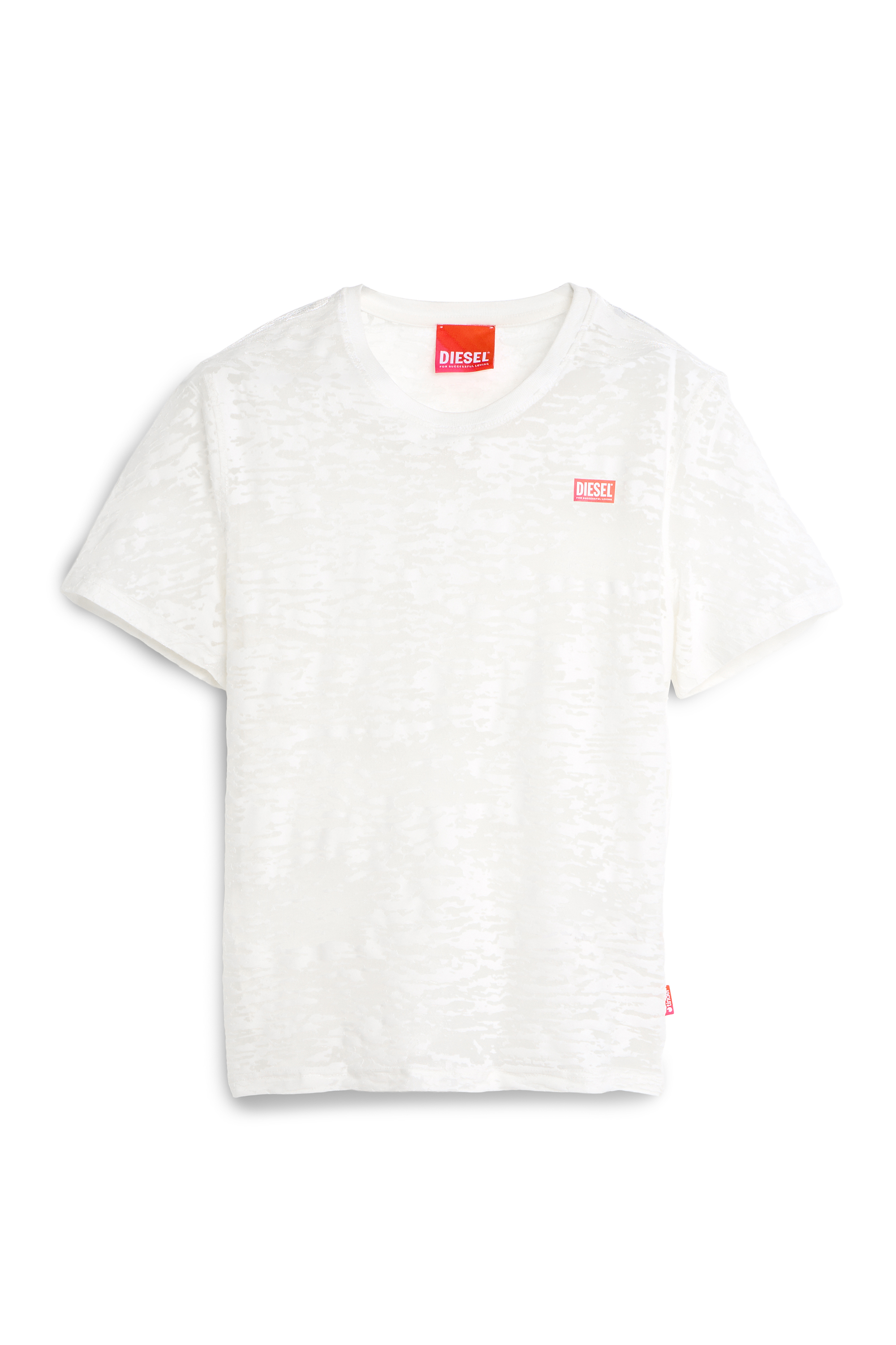 Diesel - PR-T-NOTS-MATI-R, Camiseta de jersey all-over devor&eacute; Unisex in Blanco - 2
