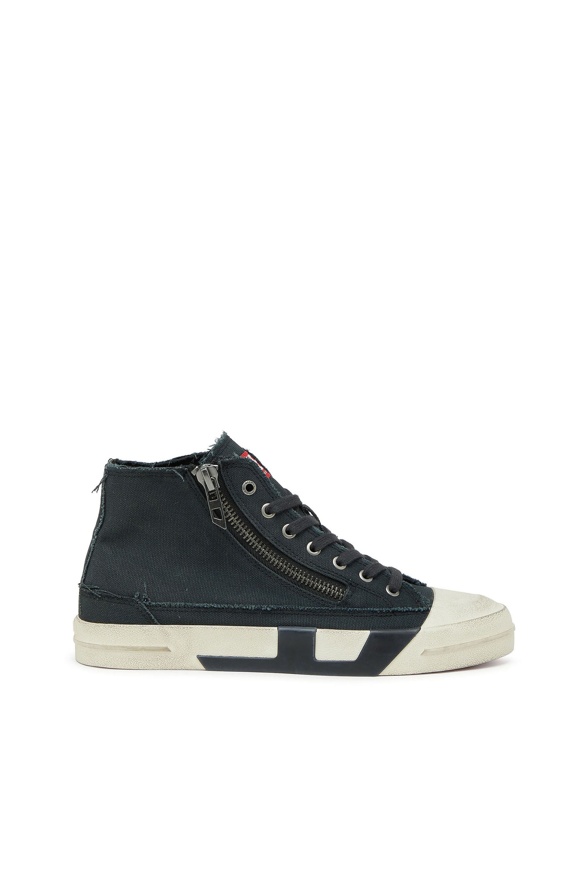 Diesel - S-D-VERSE ZIP MID II, Male's S-D-Verse -  Sneakers in frayed canvas with D logo in Black - 1