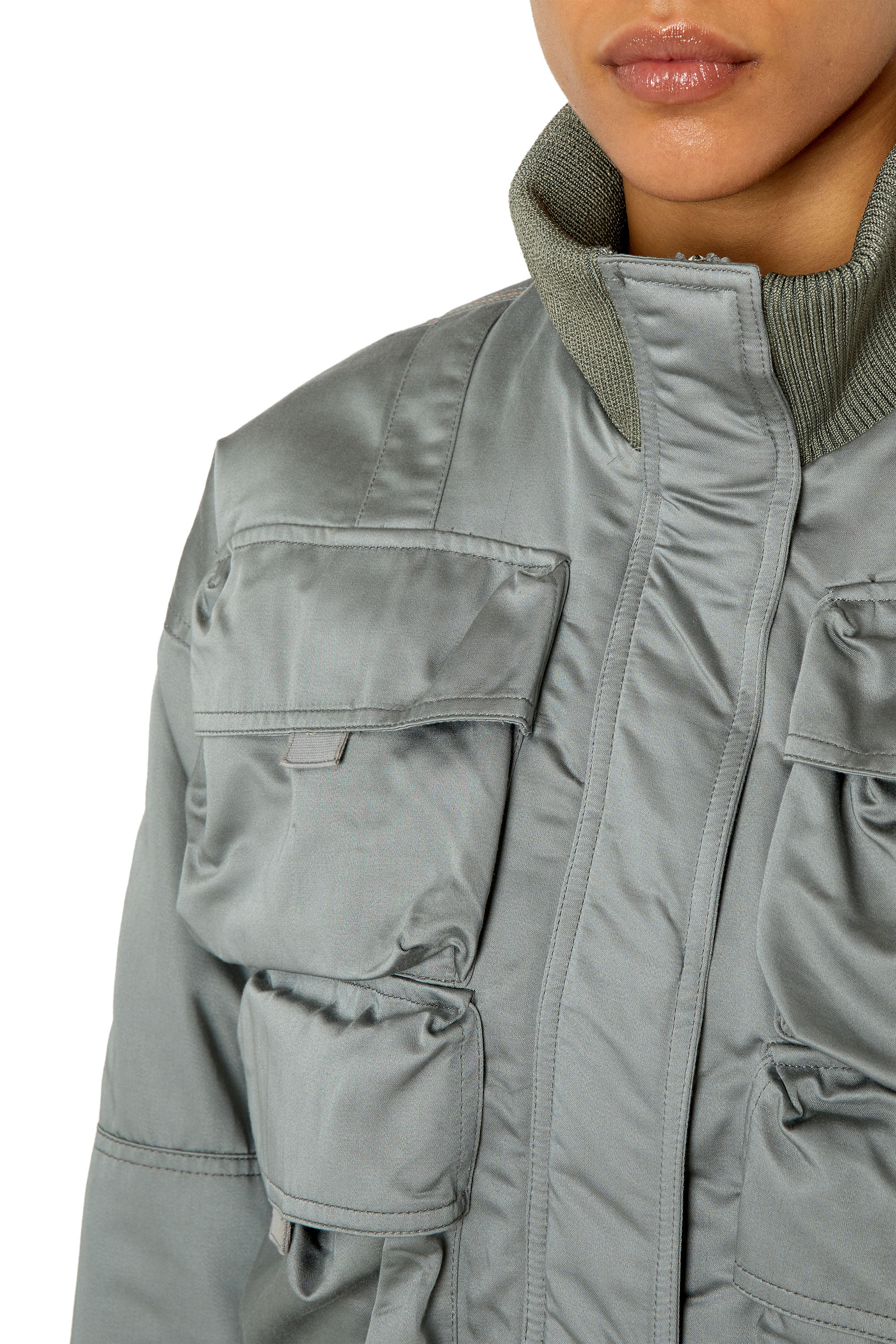 Diesel - G-MILA, Woman's Utility jacket in slub satin in Grey - 4