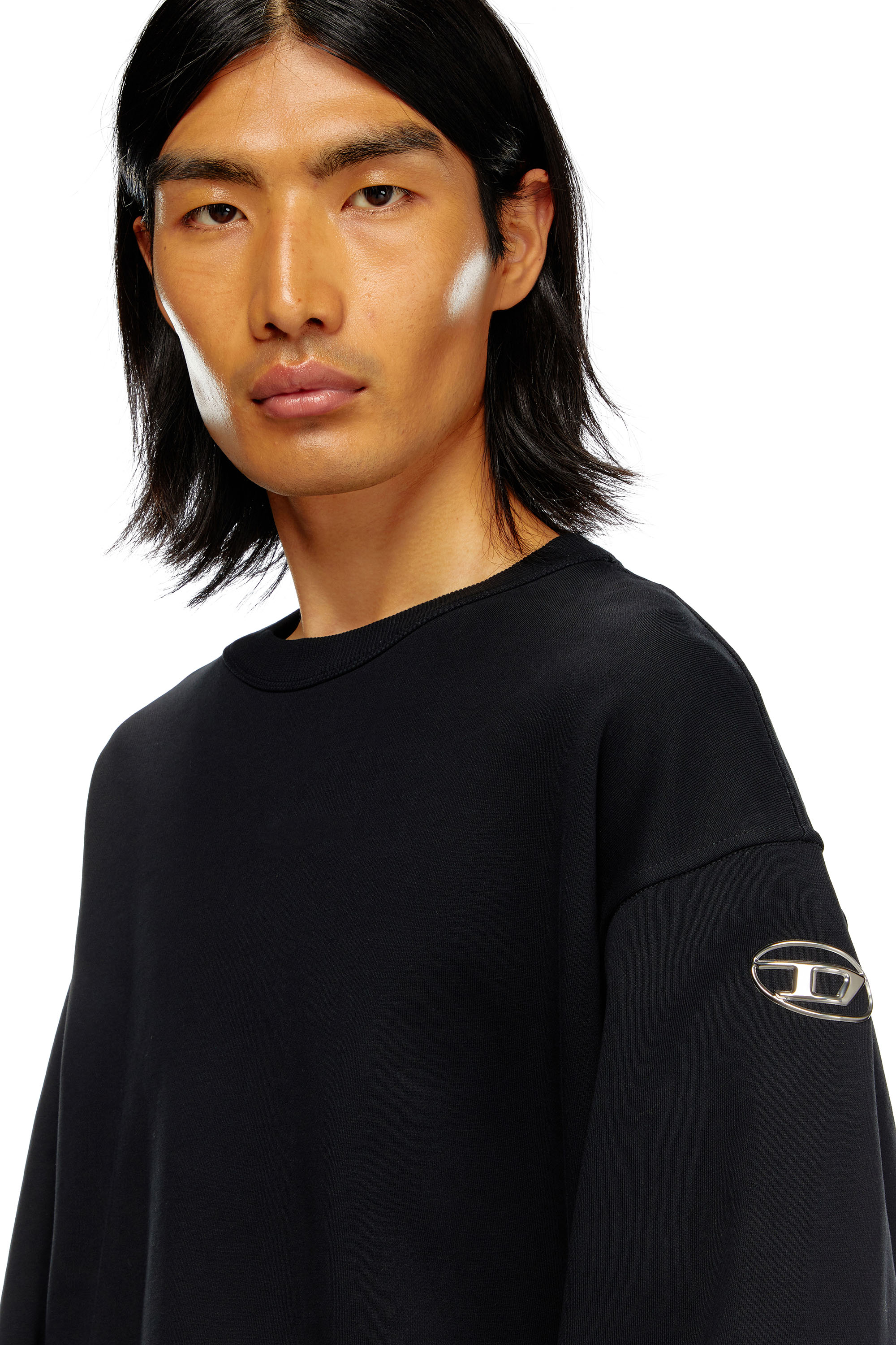 Diesel - S-MACSIS-OD, Sweat-shirt oversize avec logo métallisé Homme in Noir - 4