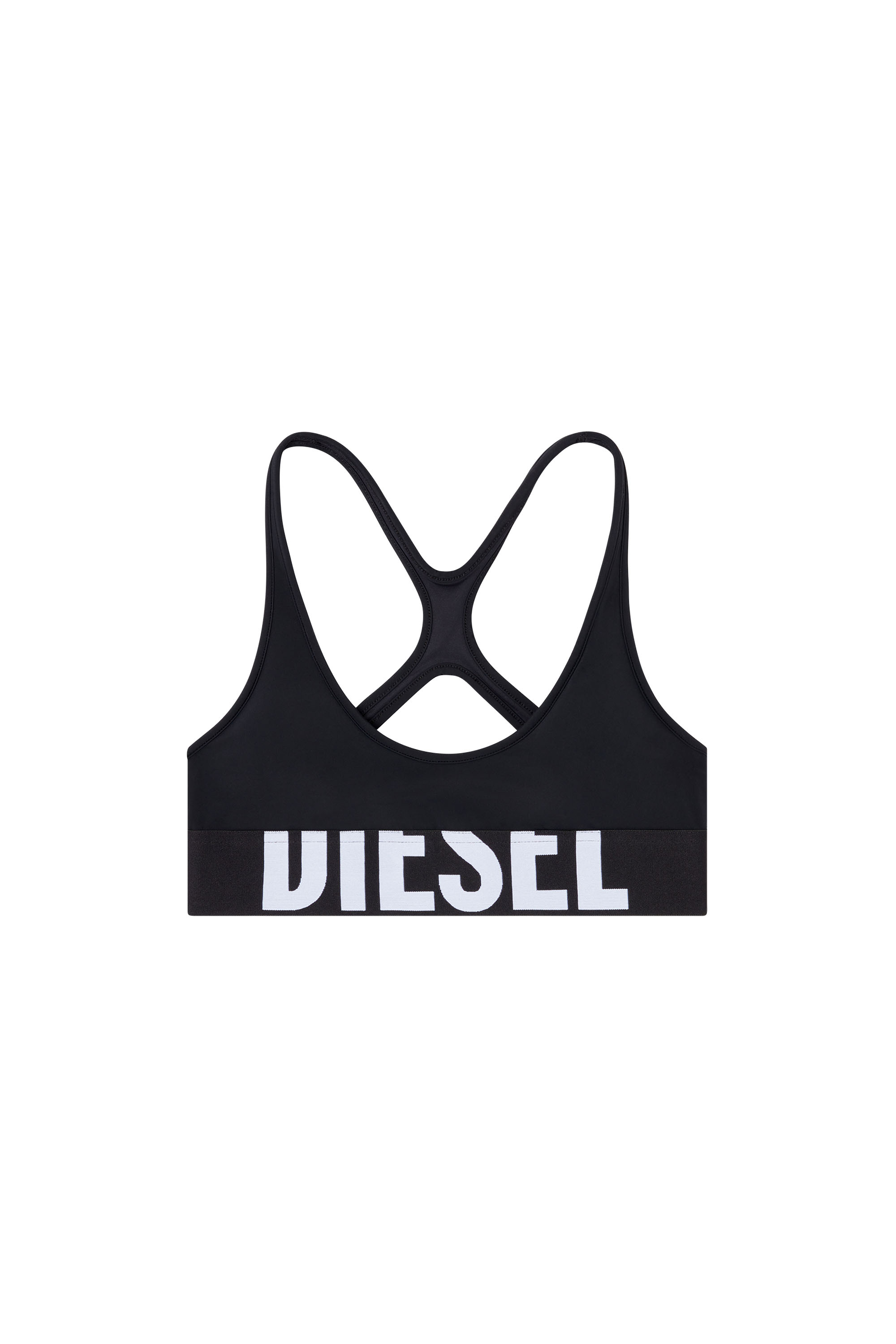 Diesel - ALLISON-D-POP, Brassière de sport en microfibre avec logo tronqué Femme in Noir - 3