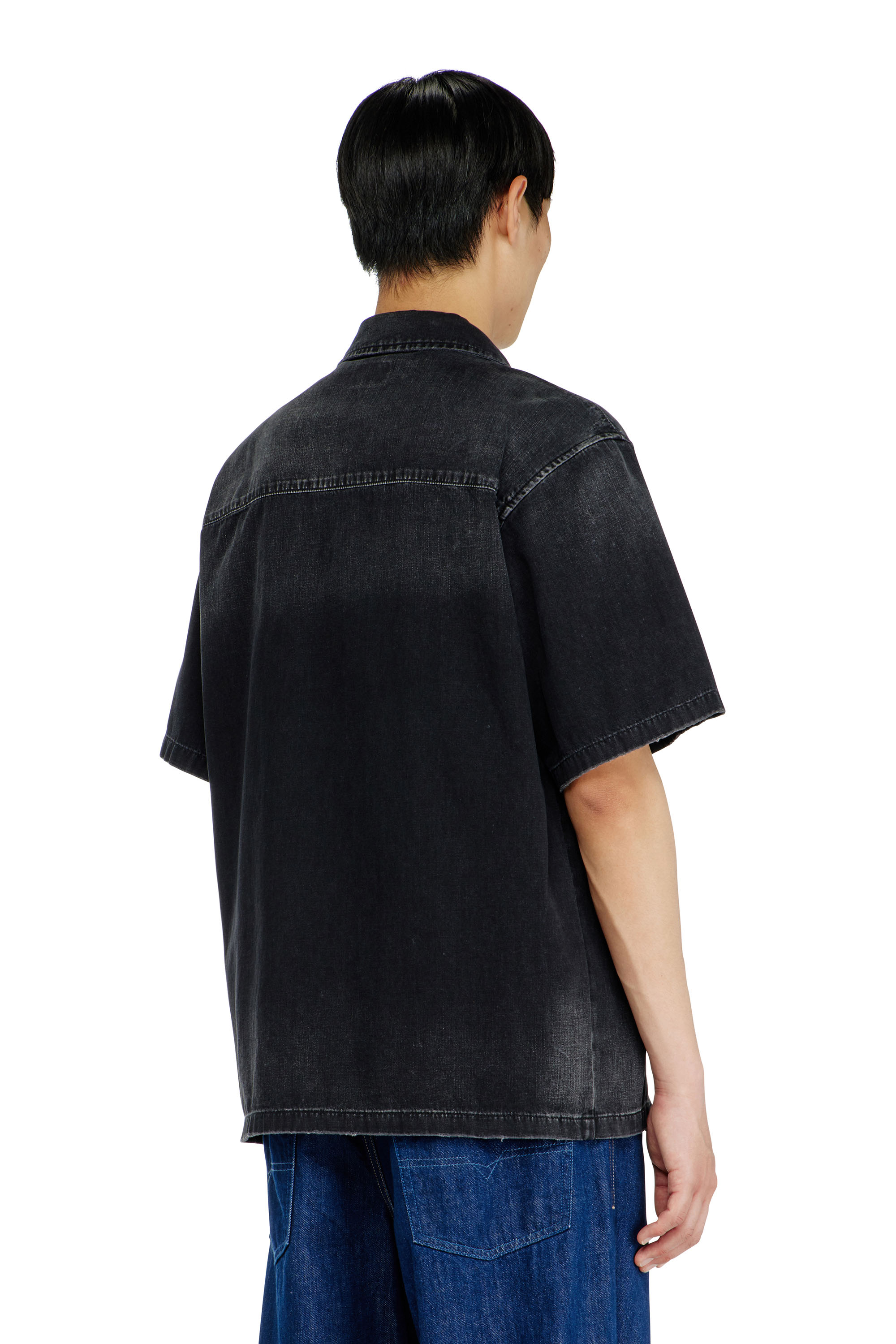 Diesel - D-NABIL-D, Male's Denim short-sleeve shirt in Black - 4