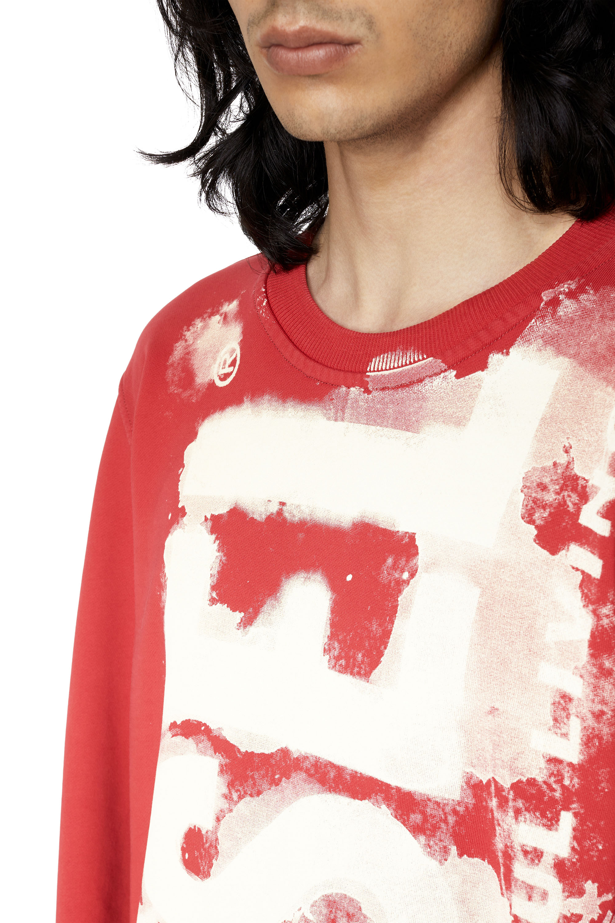 DIESEL S-GINN-E5 スウェット 白 ビッグロゴ ペイント風 正規品 DIESEL