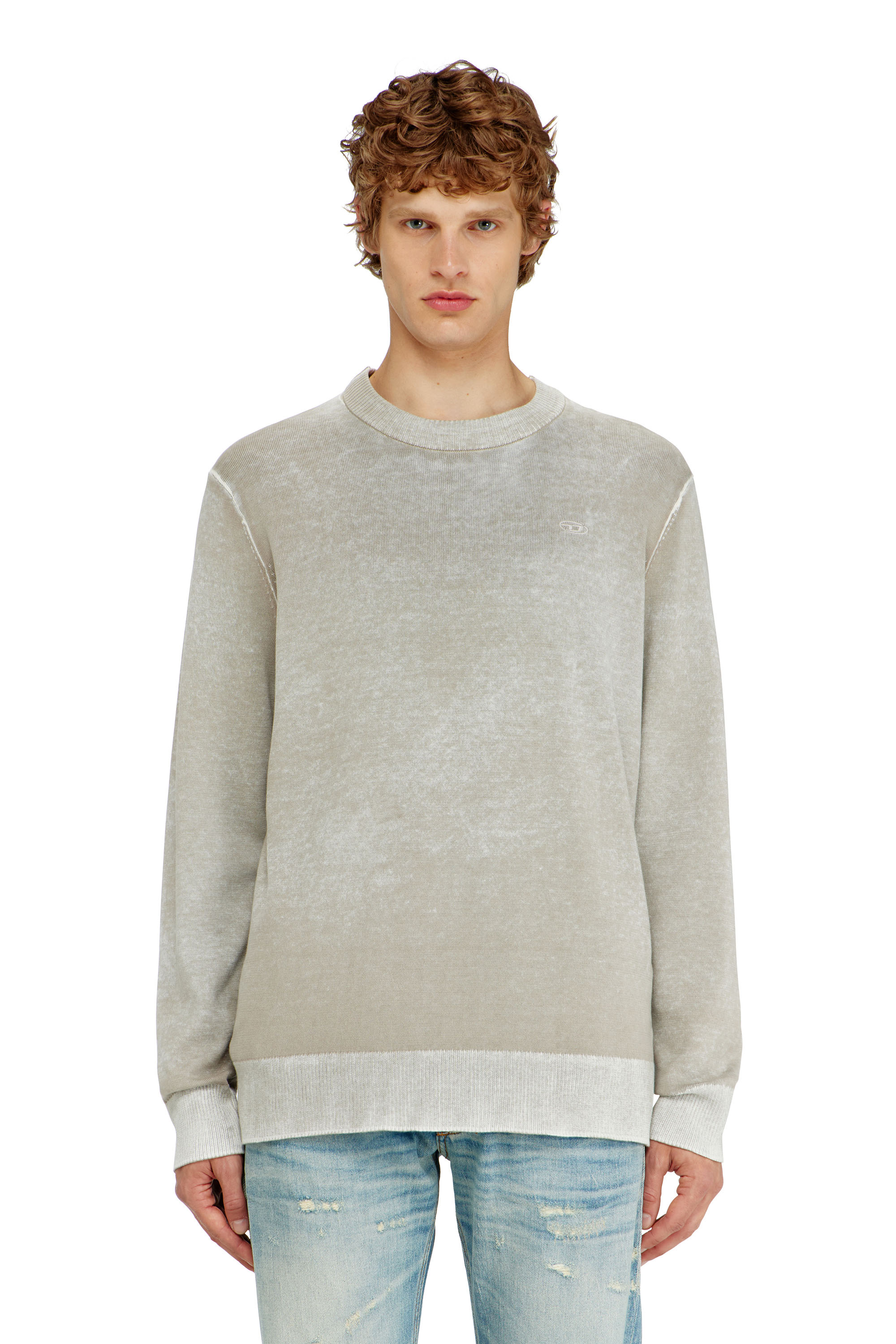 Diesel - K-LAURENT, Pull avec impression invers&eacute;e d&eacute;color&eacute;e Homme in Gris - 3