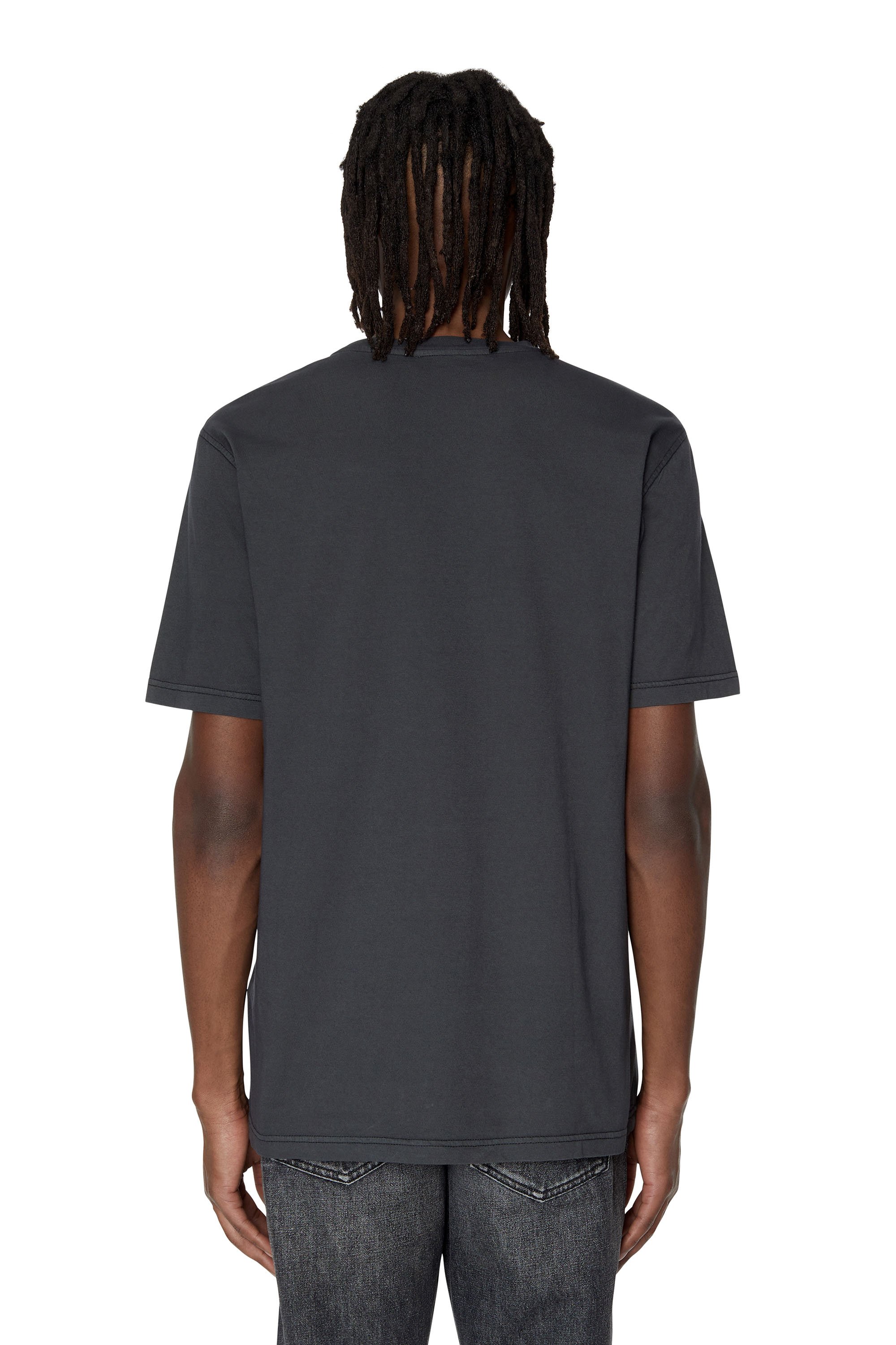 Diesel - T-JUST-E16, Man's T-shirt with bleeding logo print in Dark grey - 5
