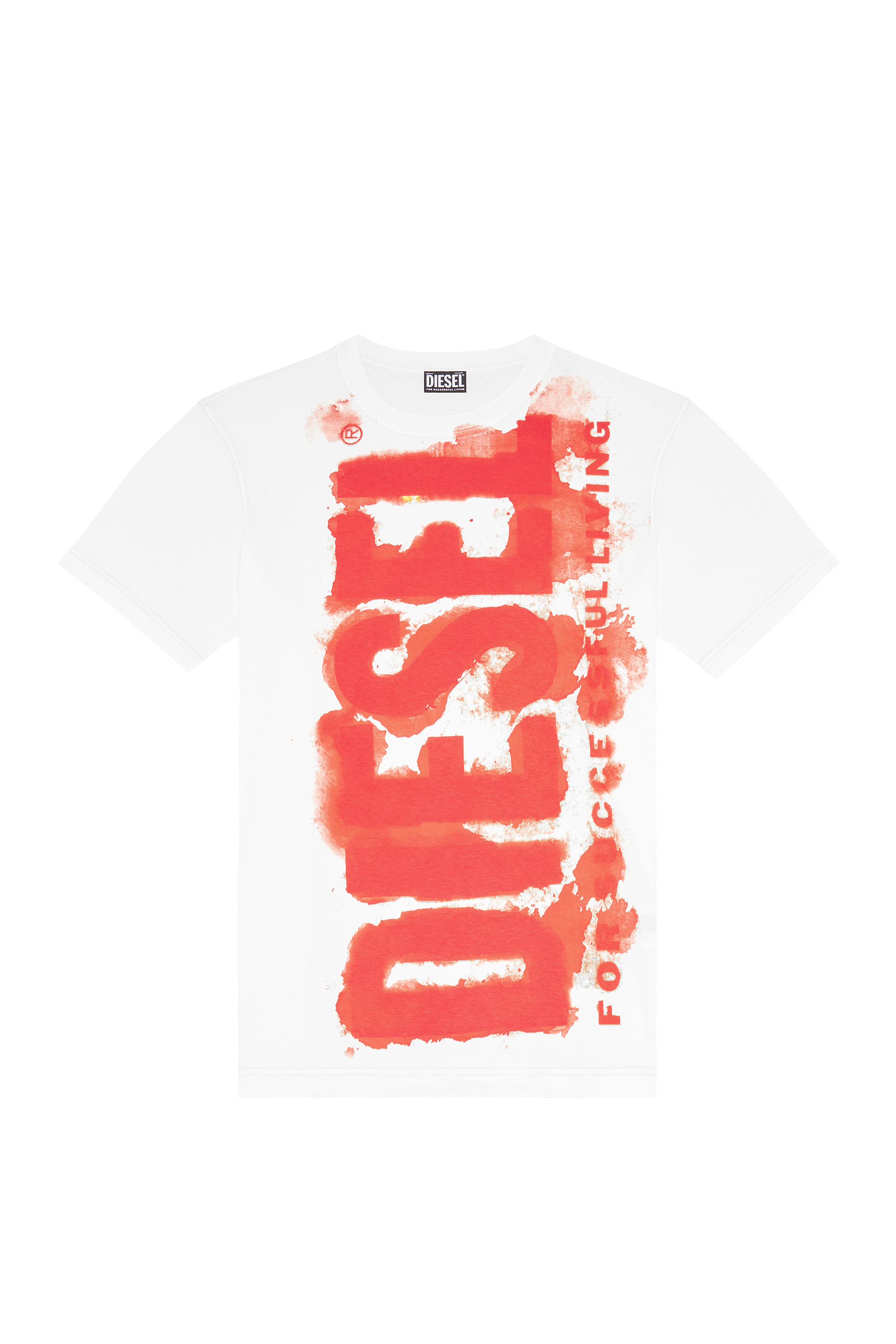 Diesel - T-JUST-E16, Man's T-shirt with bleeding logo print in White - 2