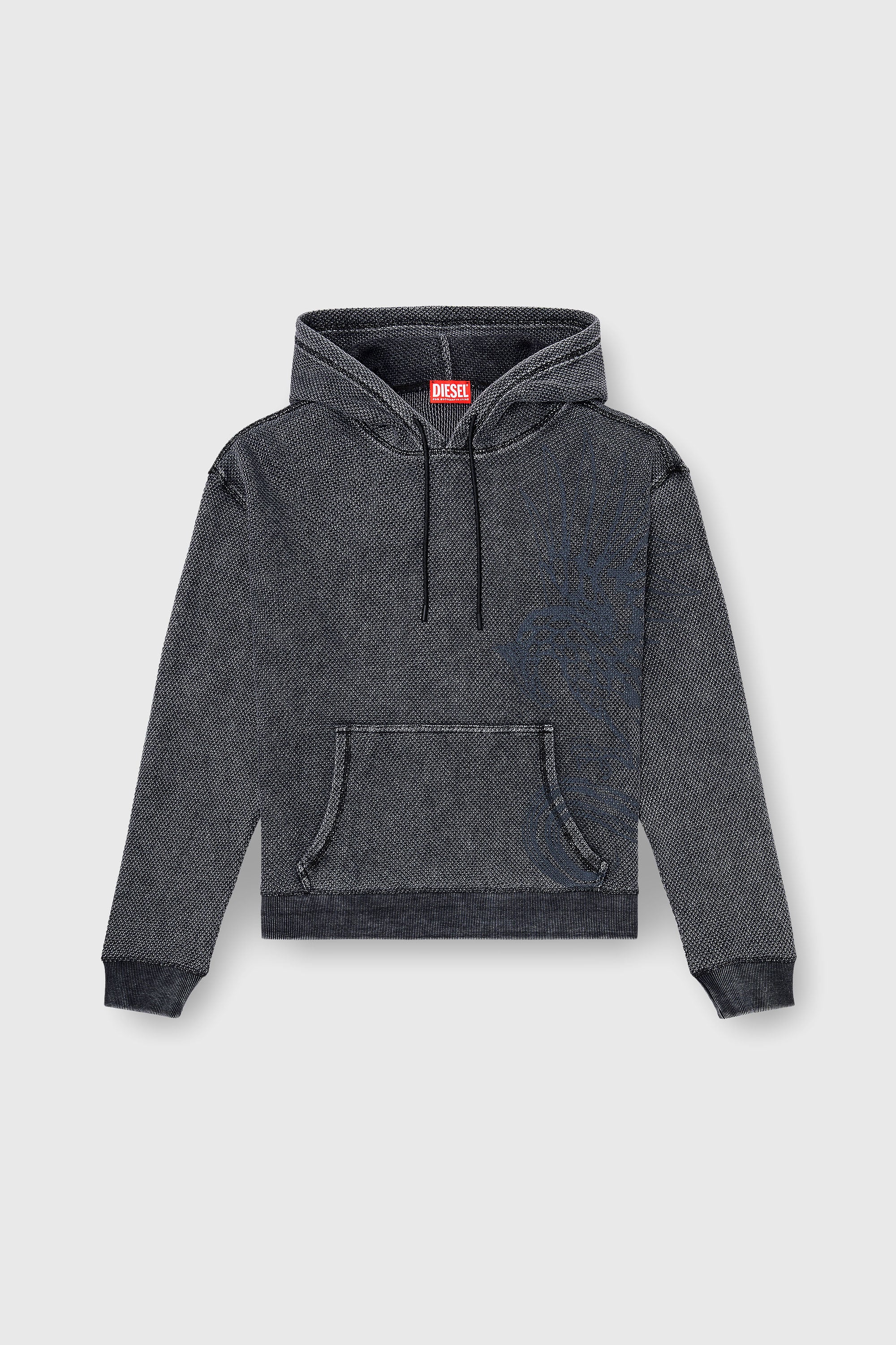 Diesel - S-NORM-HOOD-AA1, Sudadera con capucha de malla de algod&oacute;n texturizada Hombre in Gris - 2