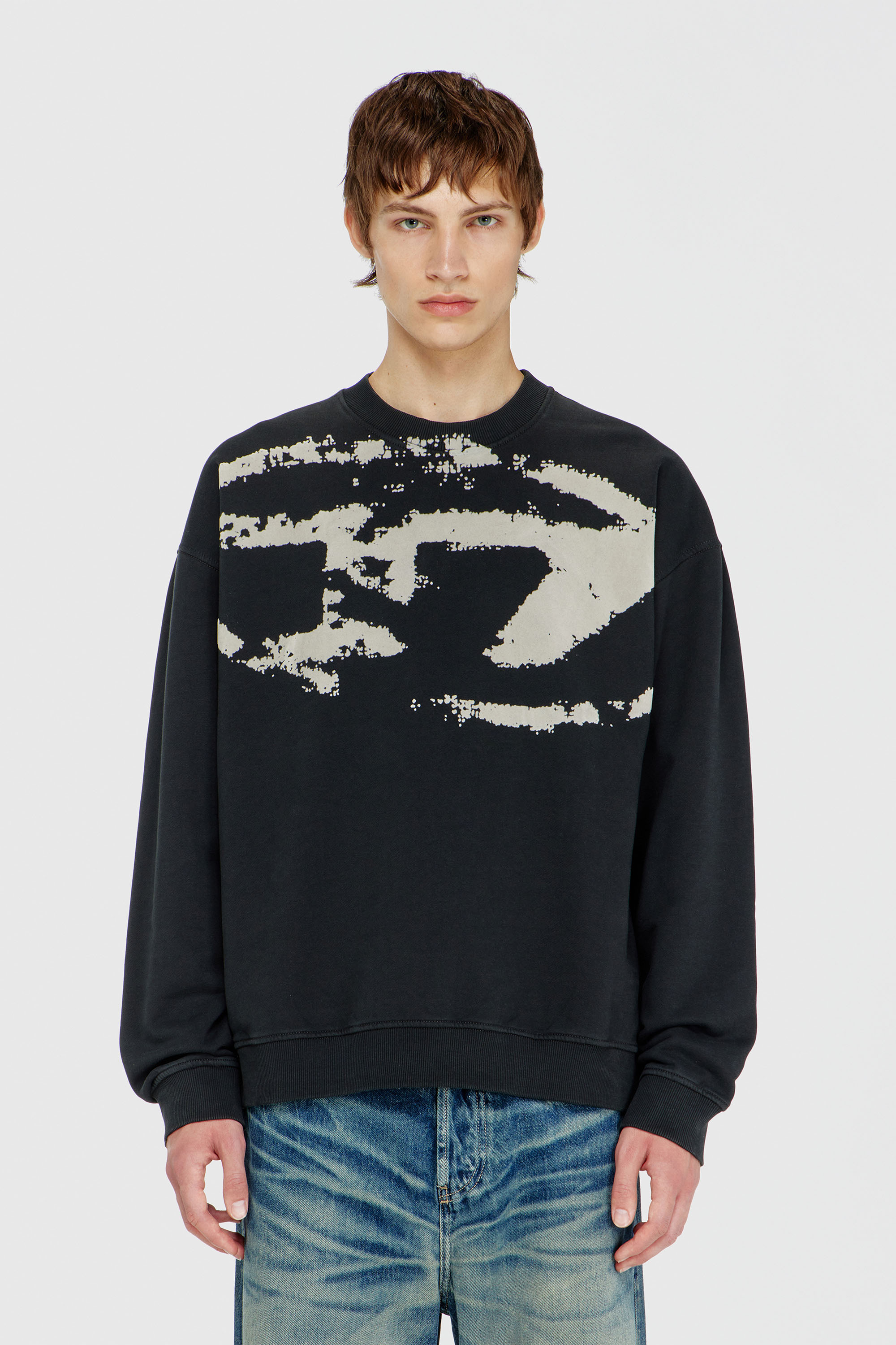 Diesel - S-BOXT-N5, Sweat-shirt en coton avec D ovale floqu&eacute; Homme in Noir - 5