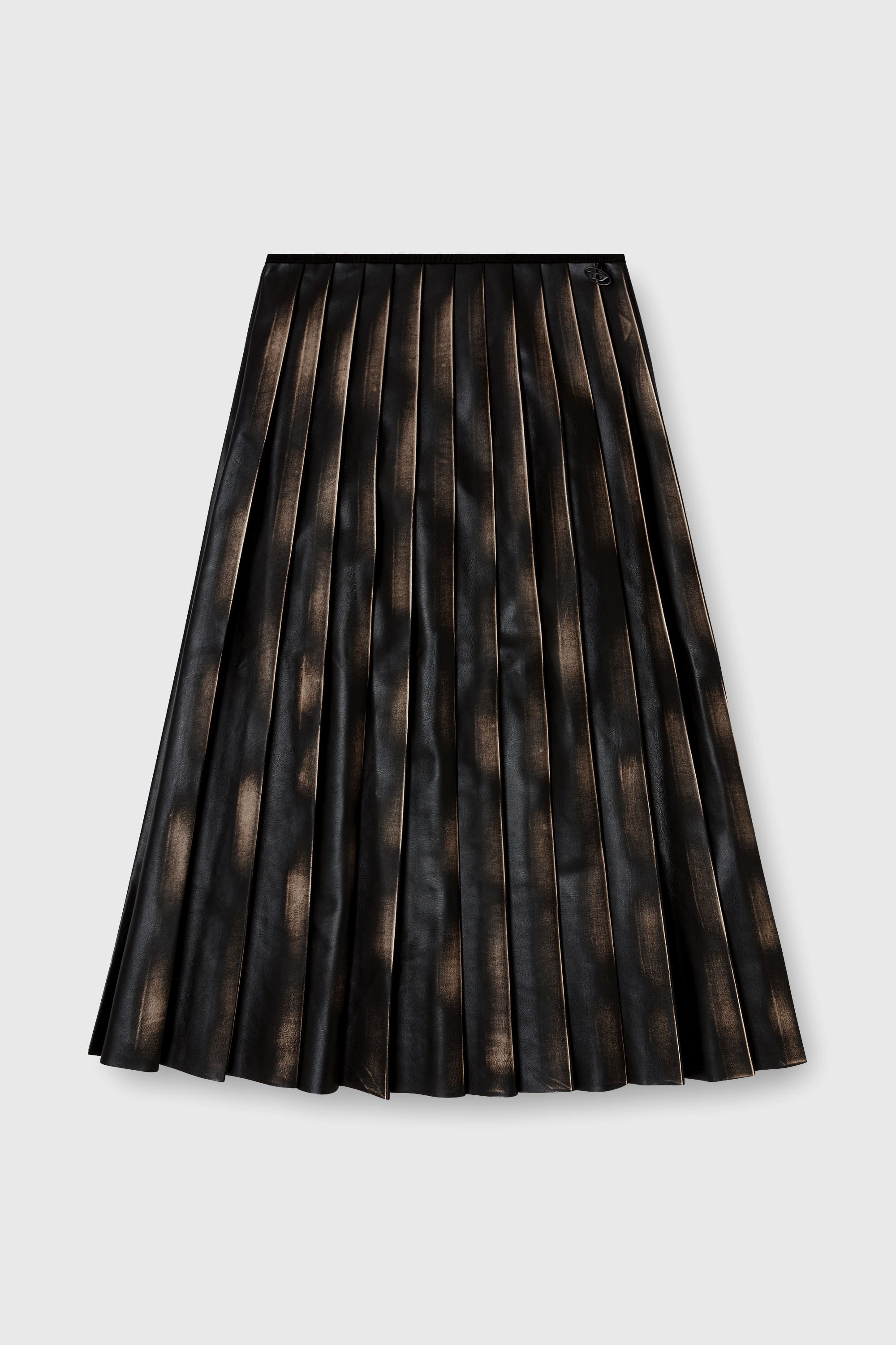 Diesel - O-SAKA, Female's Distressed pleated midi skirt in Black/Brown - 2