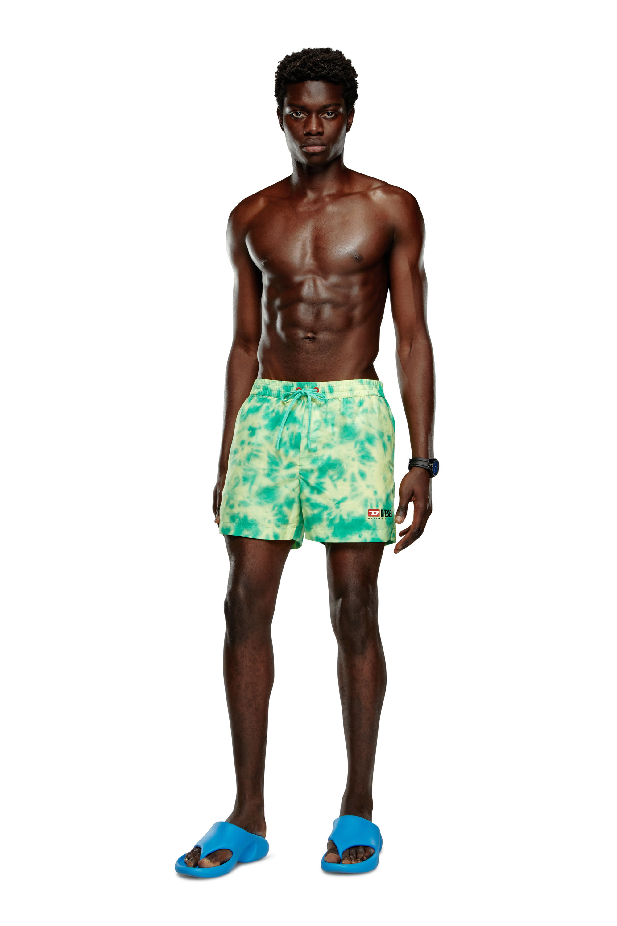 Men's Mid-length swim shorts with tie-dye print | Multicolor | Diesel