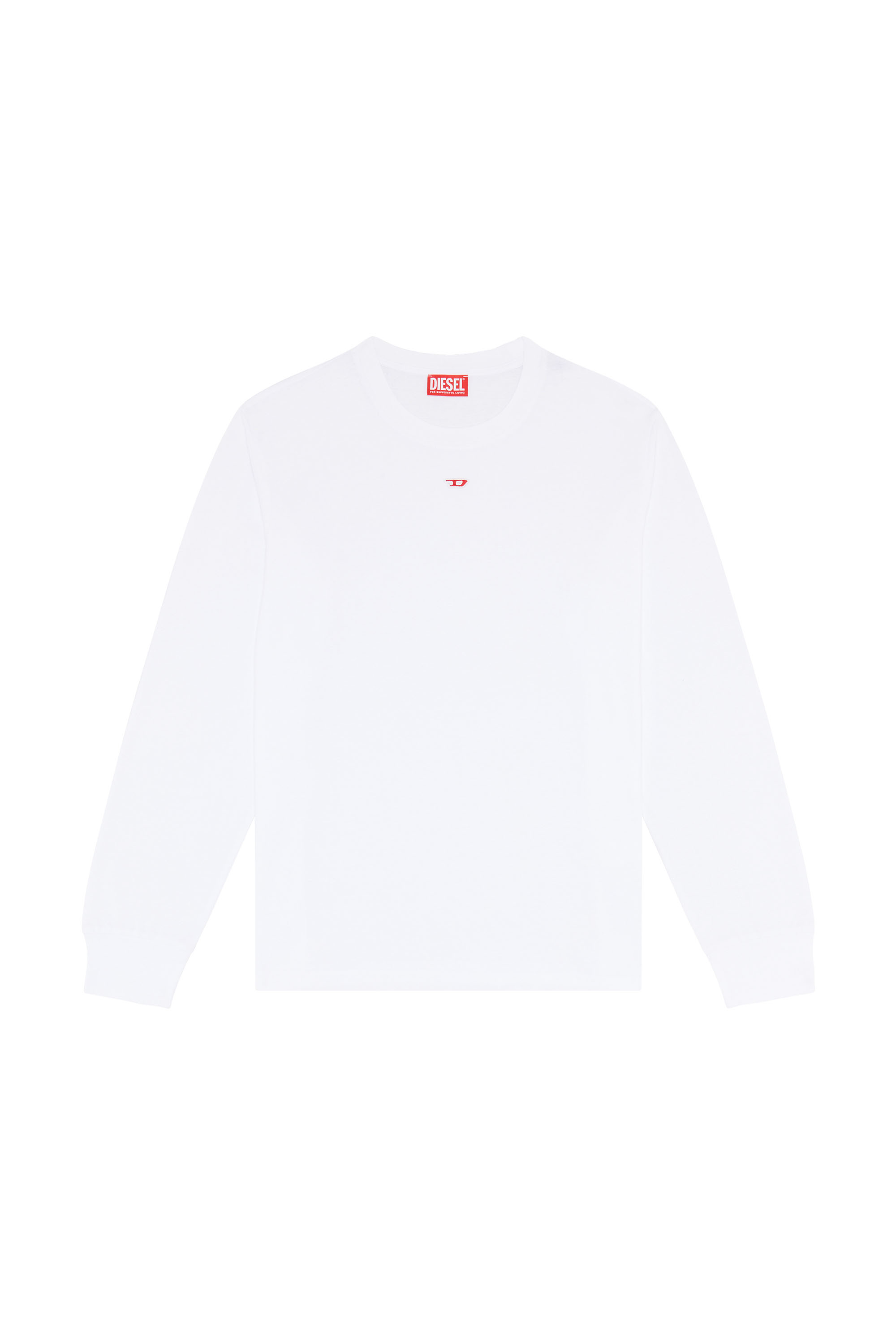 Diesel - T-JUST-LS-D, Man's Long-sleeve T-shirt with logo patch in White - 2