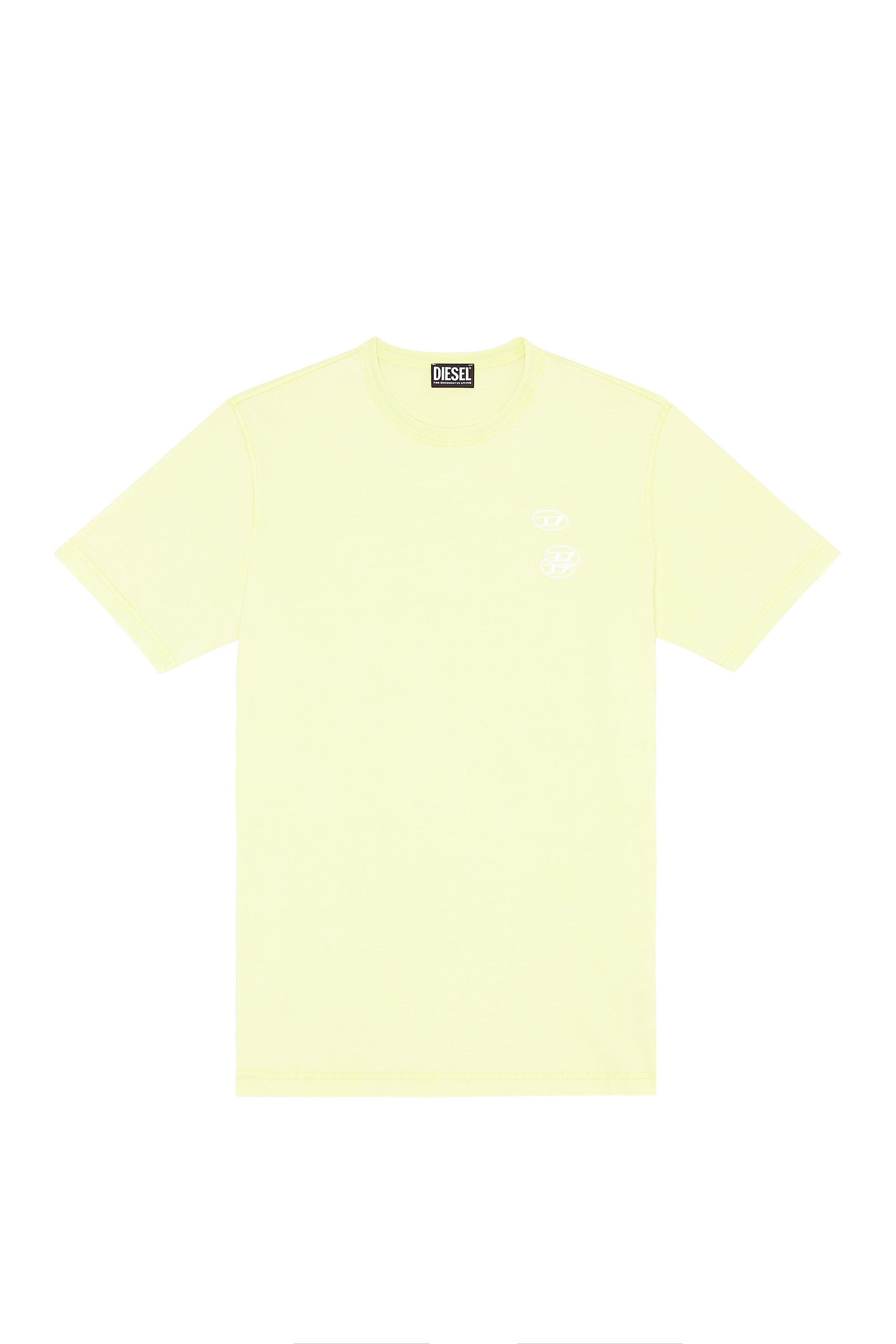 Diesel - T-JUST-G14, Man's Faded T-shirt with triple logo embroidery in Yellow Fluo - 2