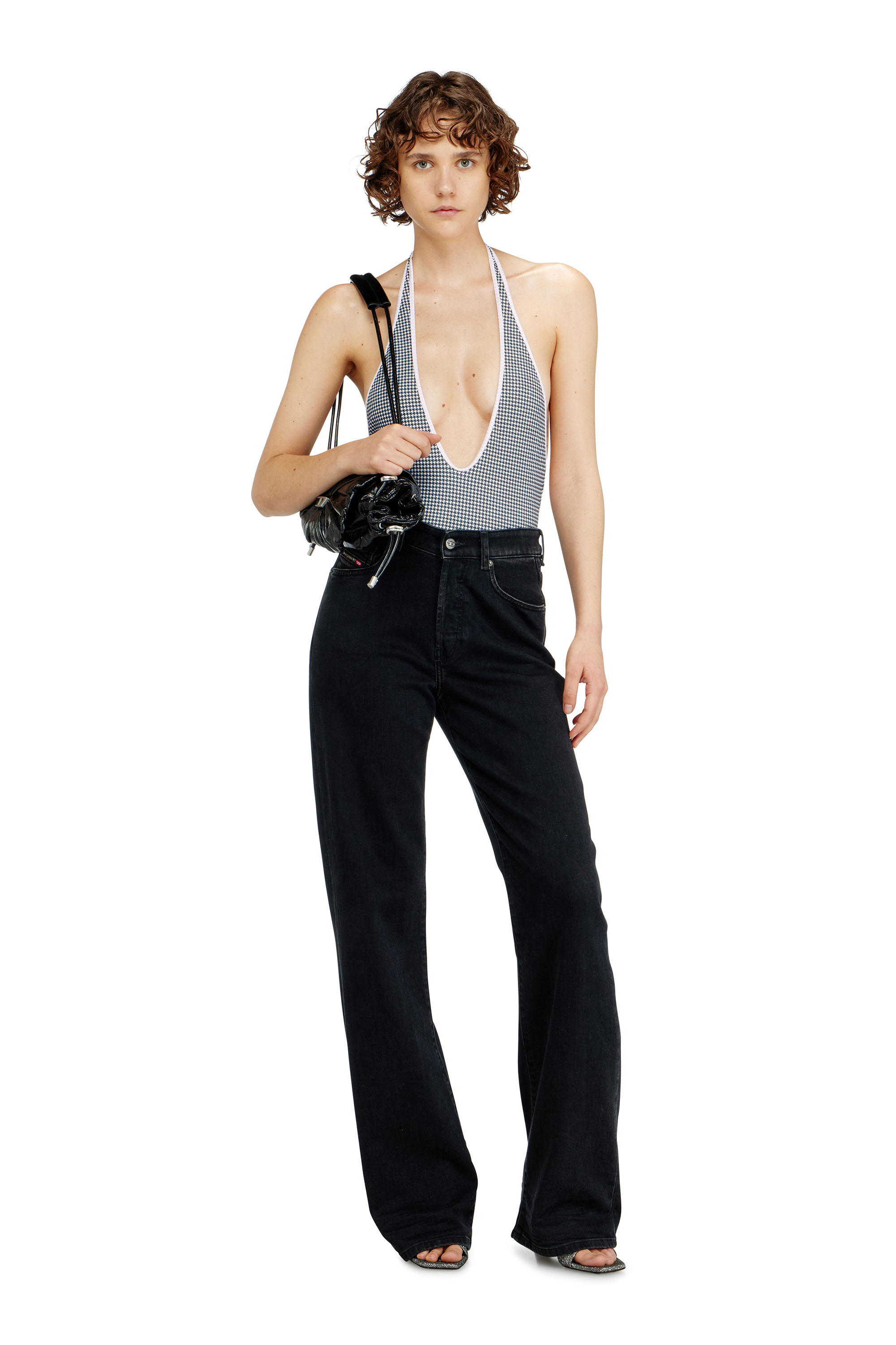 Diesel - ALLIE-D-CORE, Female's Swimsuit with houndstooth print in Grey - 5