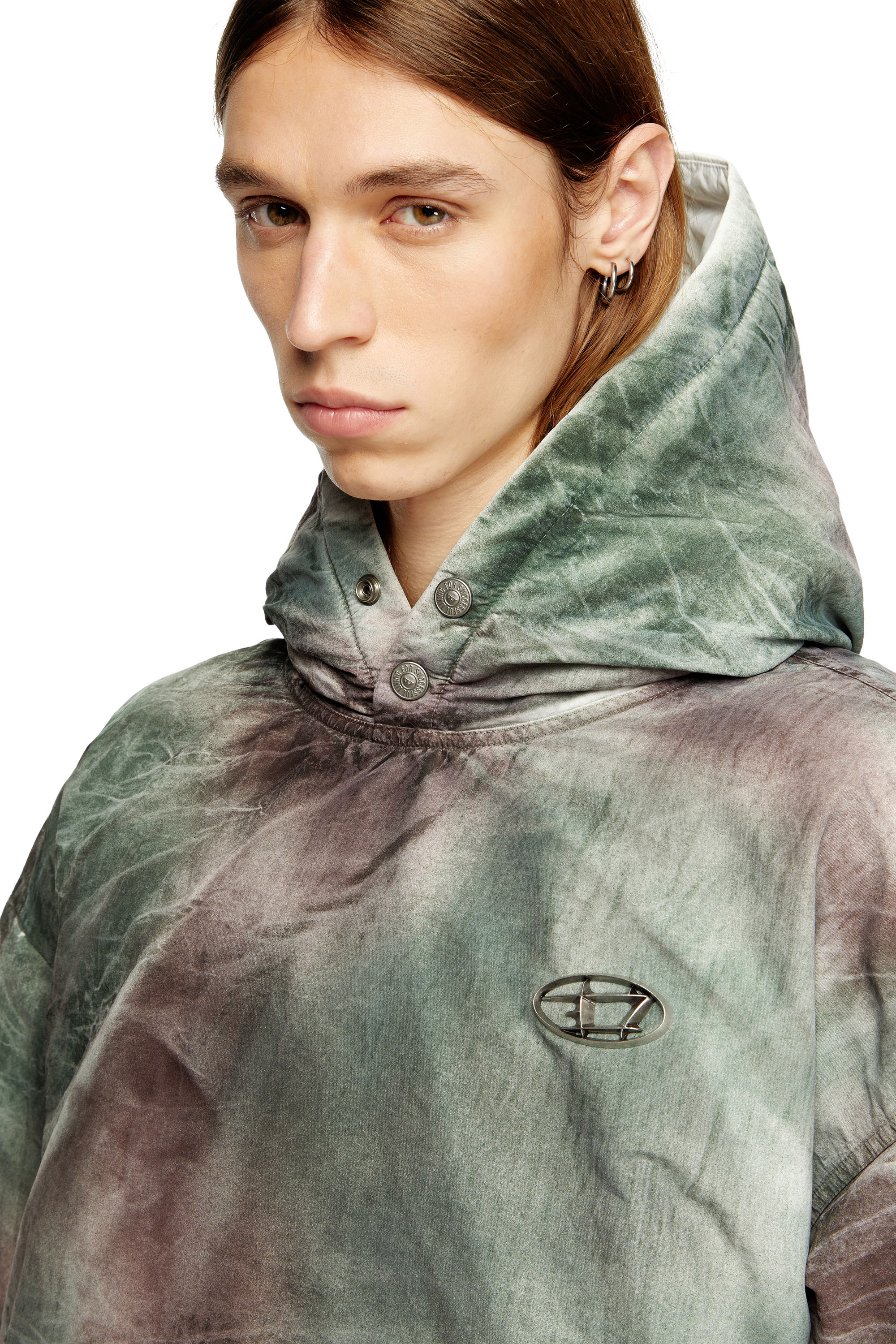 Diesel - W-THUG-JKT-PUFFY, Unisex's Puffy hooded jacket in camo nylon in Brown/Green - 4