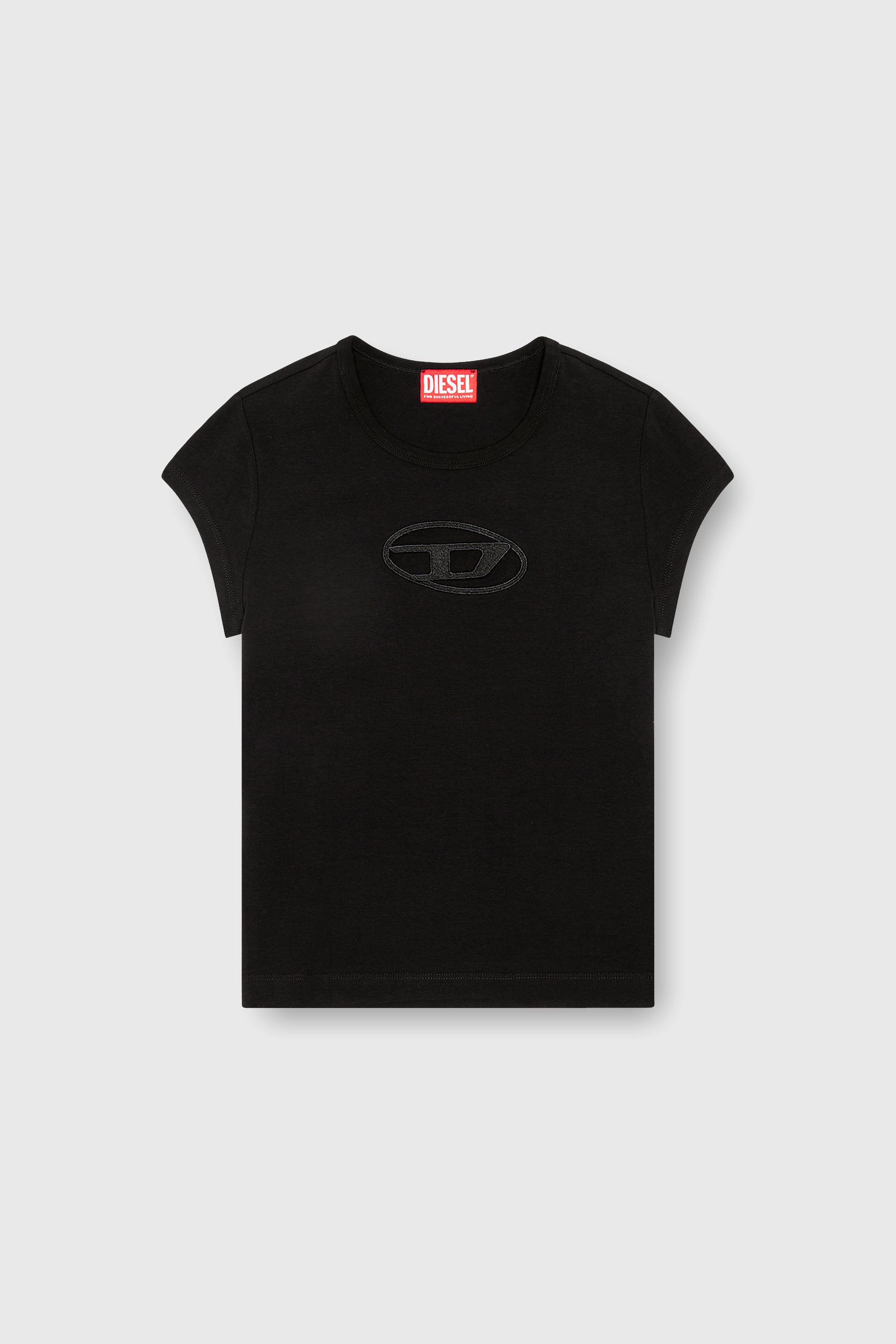 Diesel - T-ANGIE, Woman's Cutout top with oval D logo in Black - 2