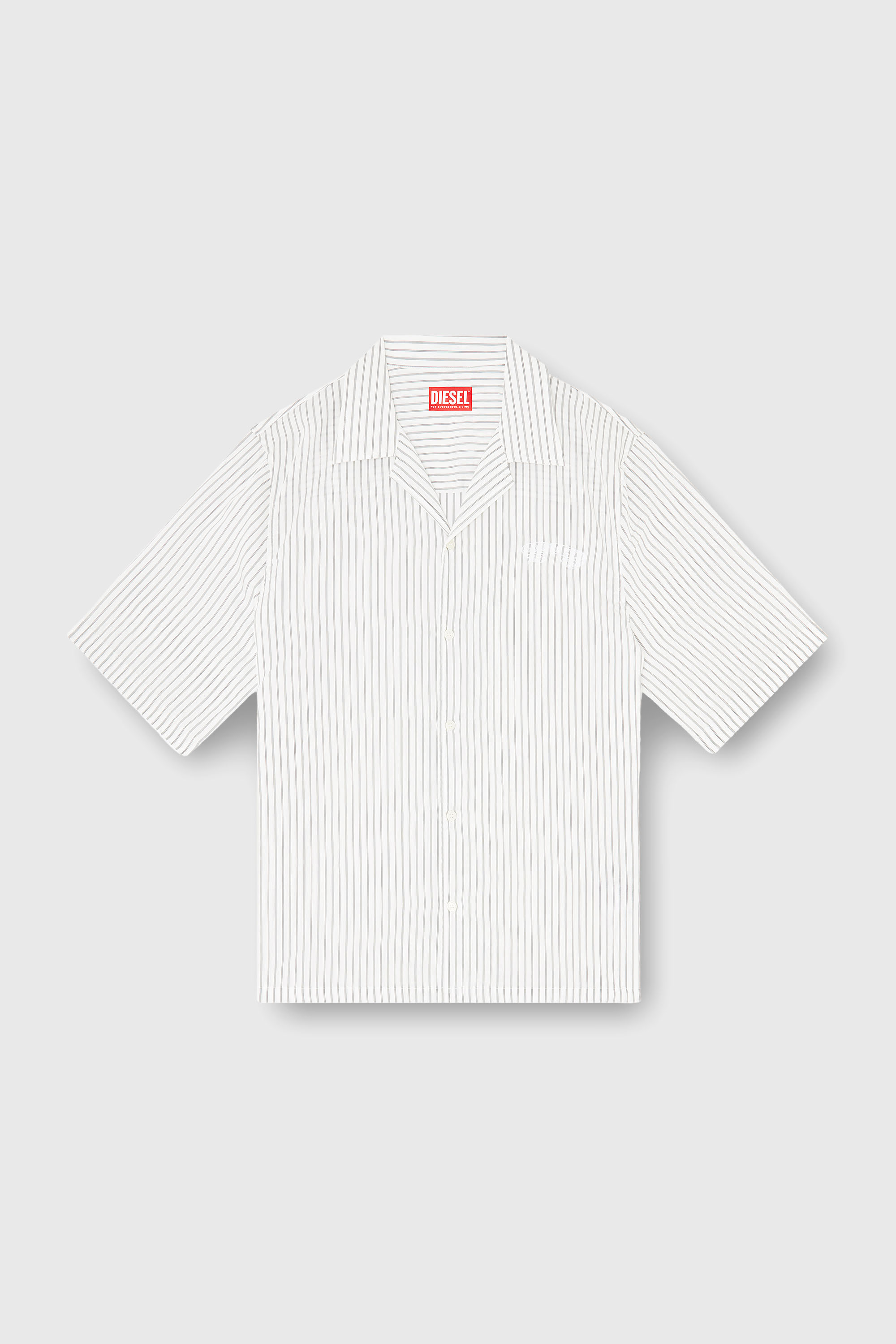 Diesel - S-MAC-EFBV, Male's Half-sleeve shirt in pinstripe modal in White/Grey - 2