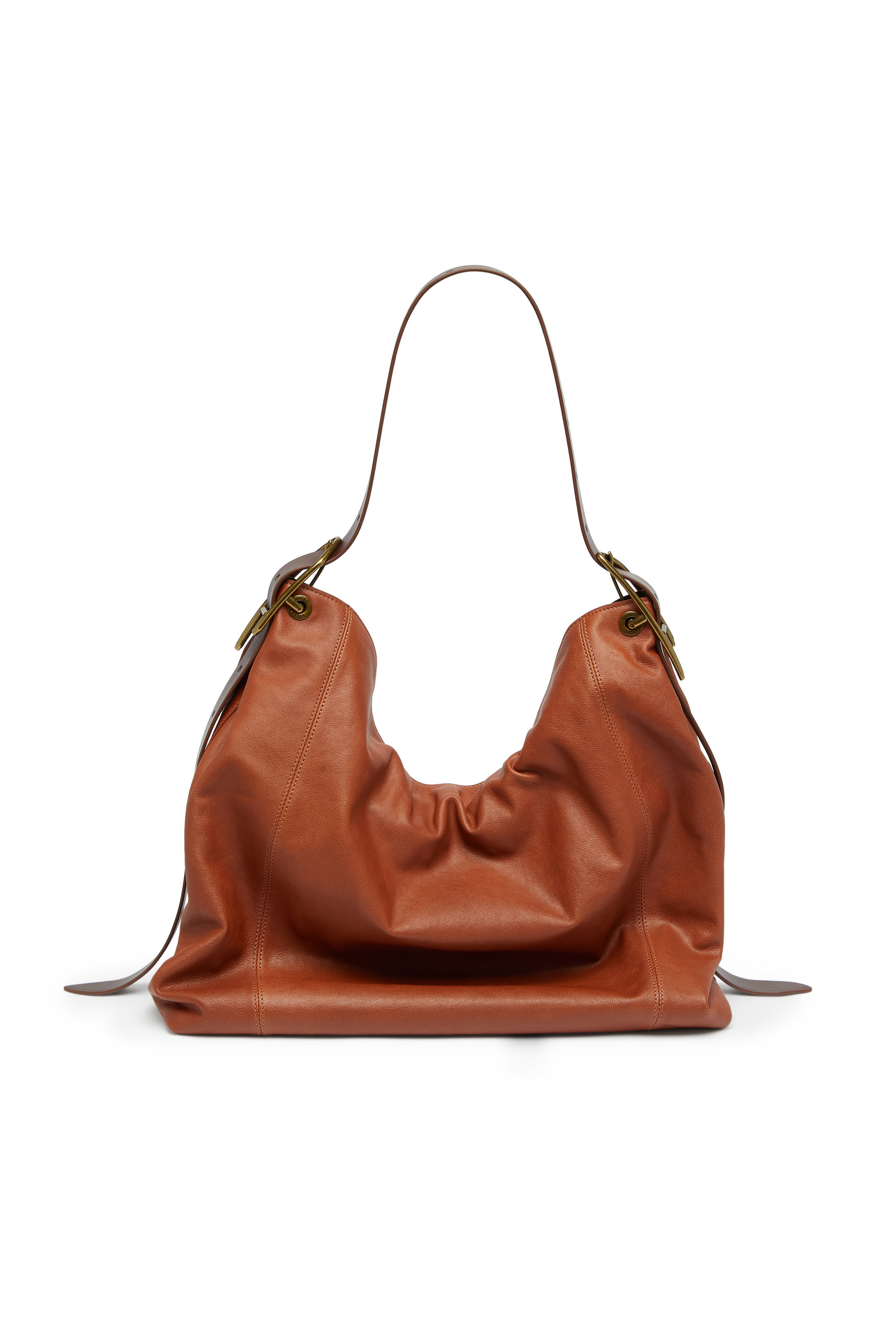 Diesel - D-LINE HOBO L, Woman's D-Line-Hobo bag in shiny leather in Brown - 4