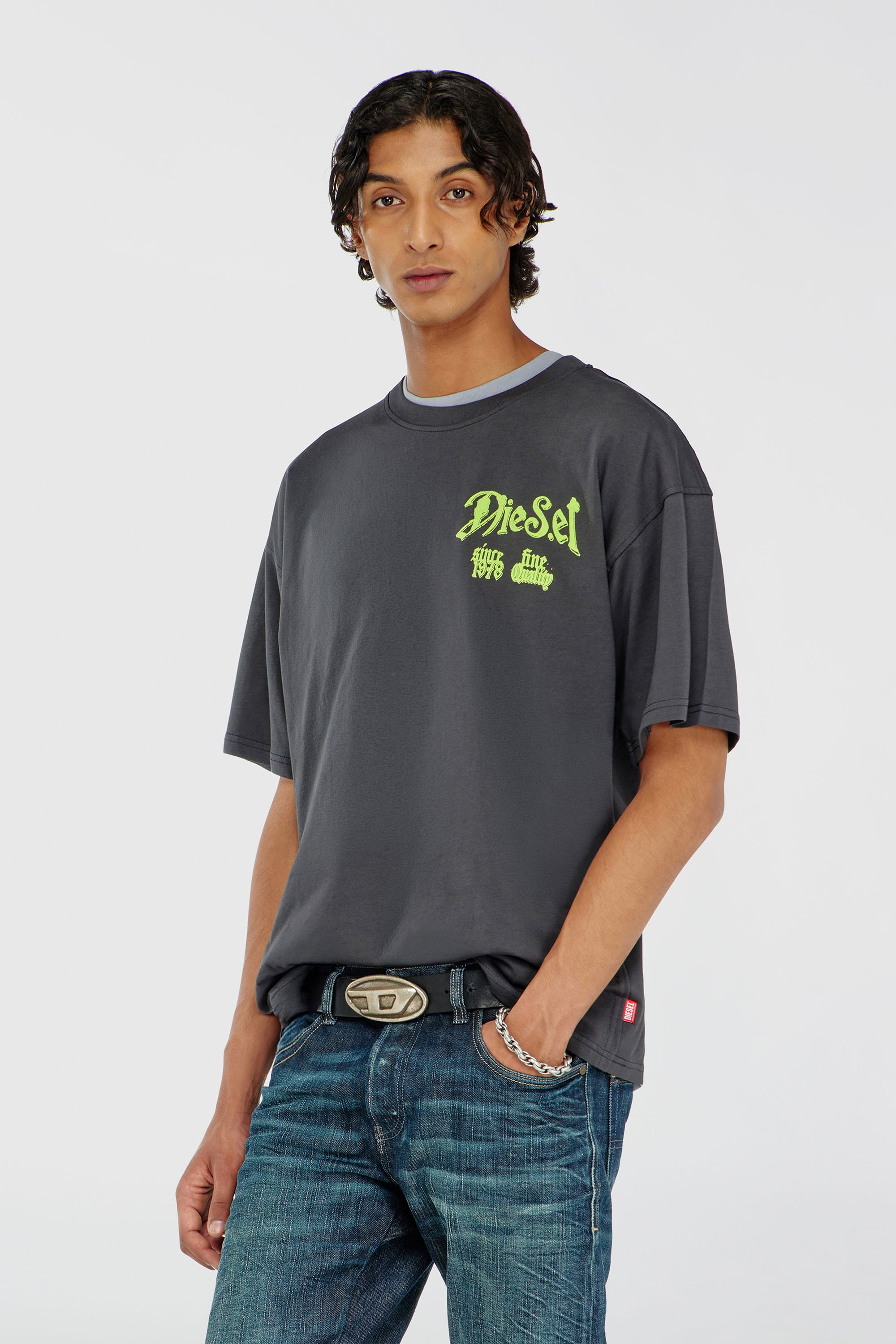 Diesel - T-BOXT-AA2, T-shirt en coton avec motif floqu&eacute; Homme in Gris - 3
