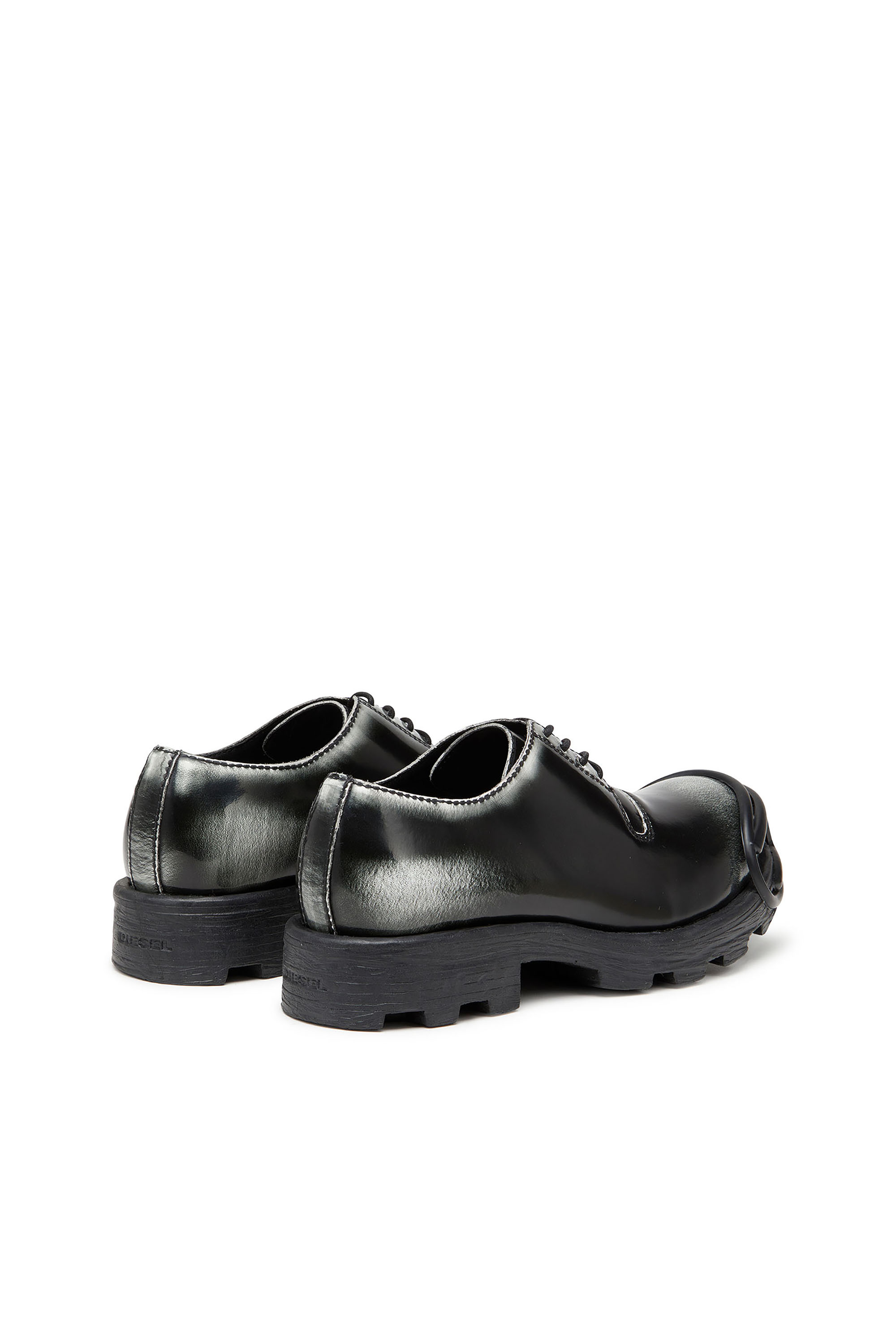 Diesel - D-HAMMER SO D, Male's D-Hammer-Derby shoes in shiny two-tone leather in Black/White - 4