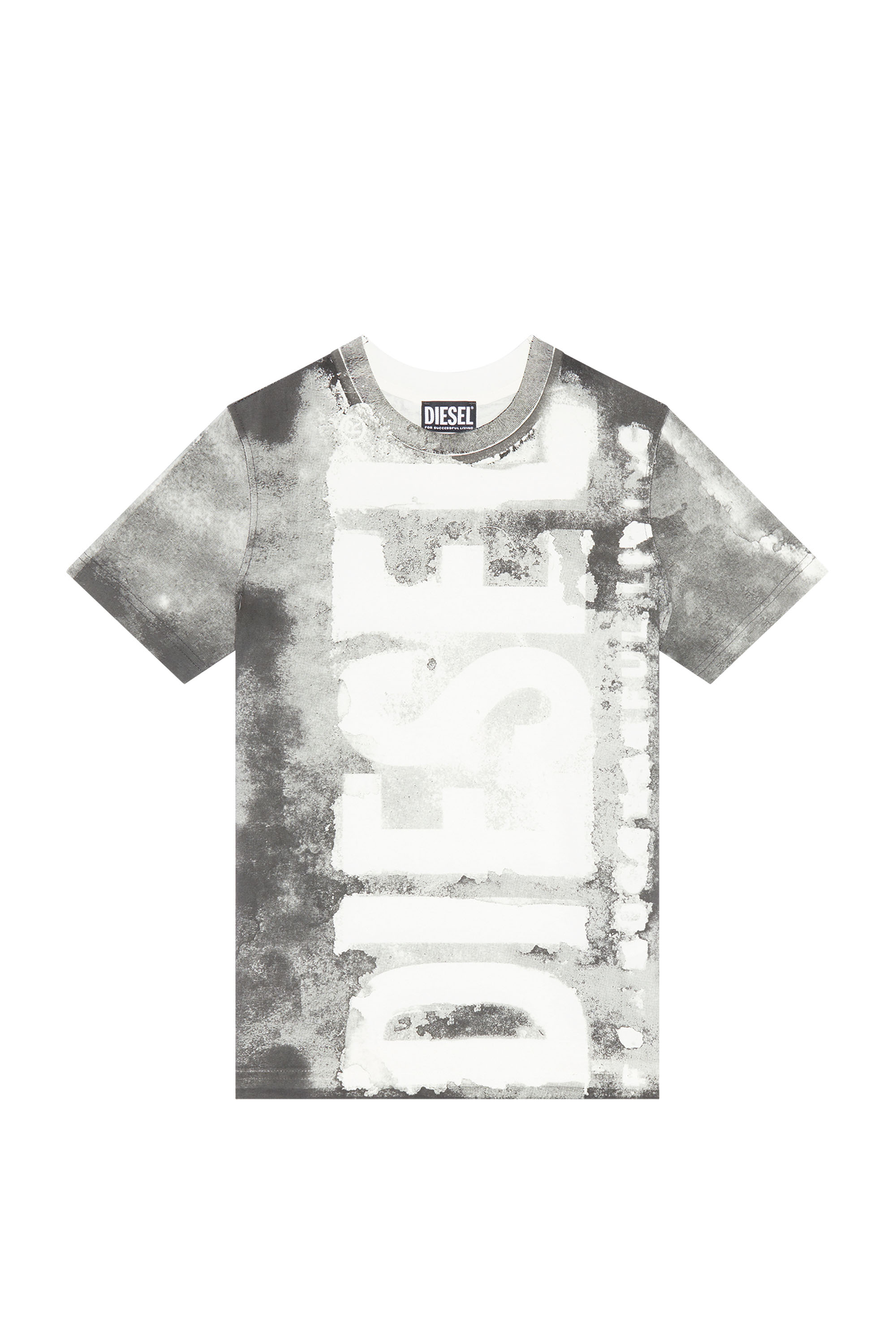 Diesel - T-REG-G1, Woman's T-shirt with bleeding-effect logo in Grey - 2