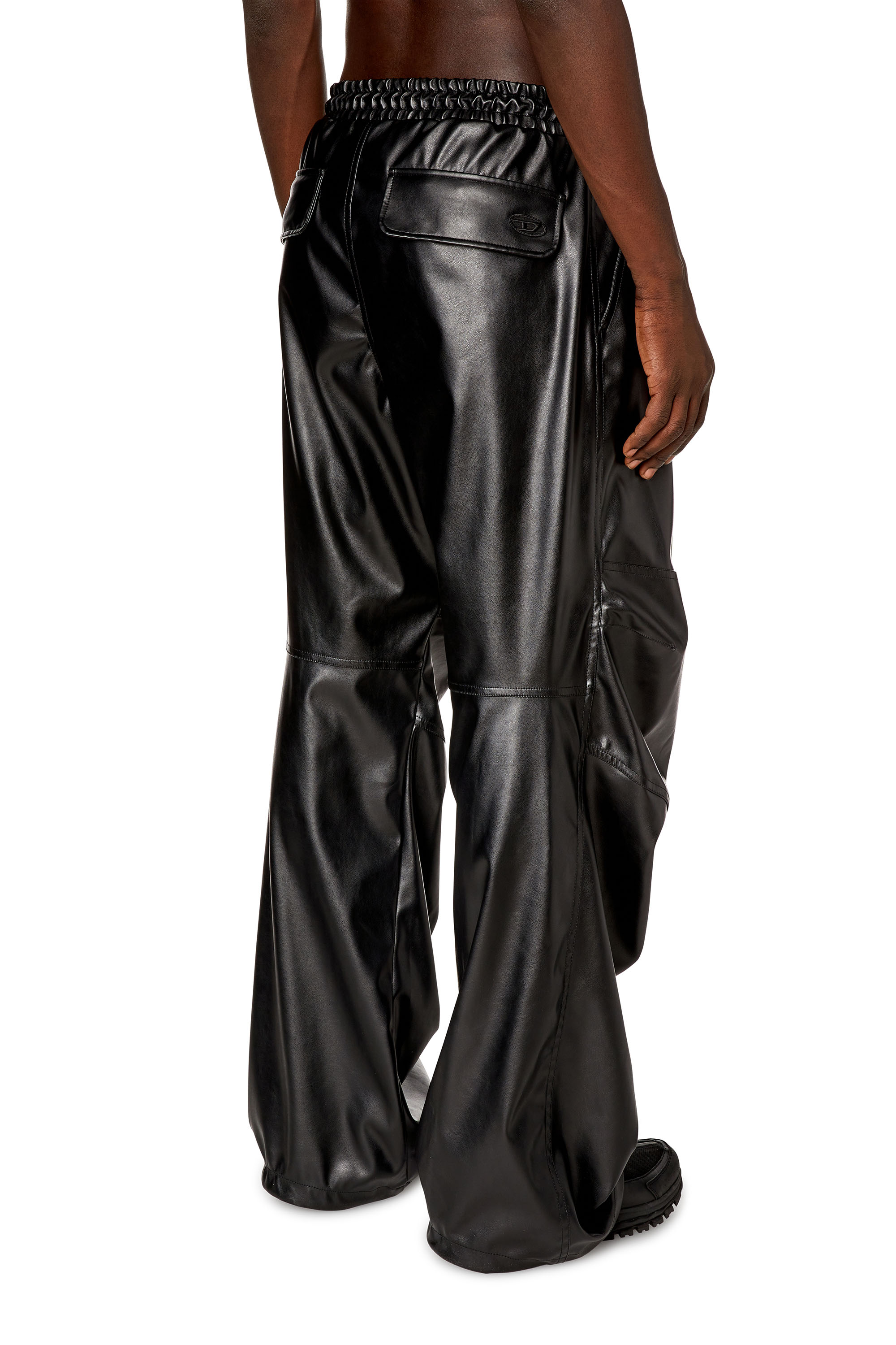 Diesel - P-MARTY-LTH, Man's Oversized cargo pants in coated fabric in Black - 4