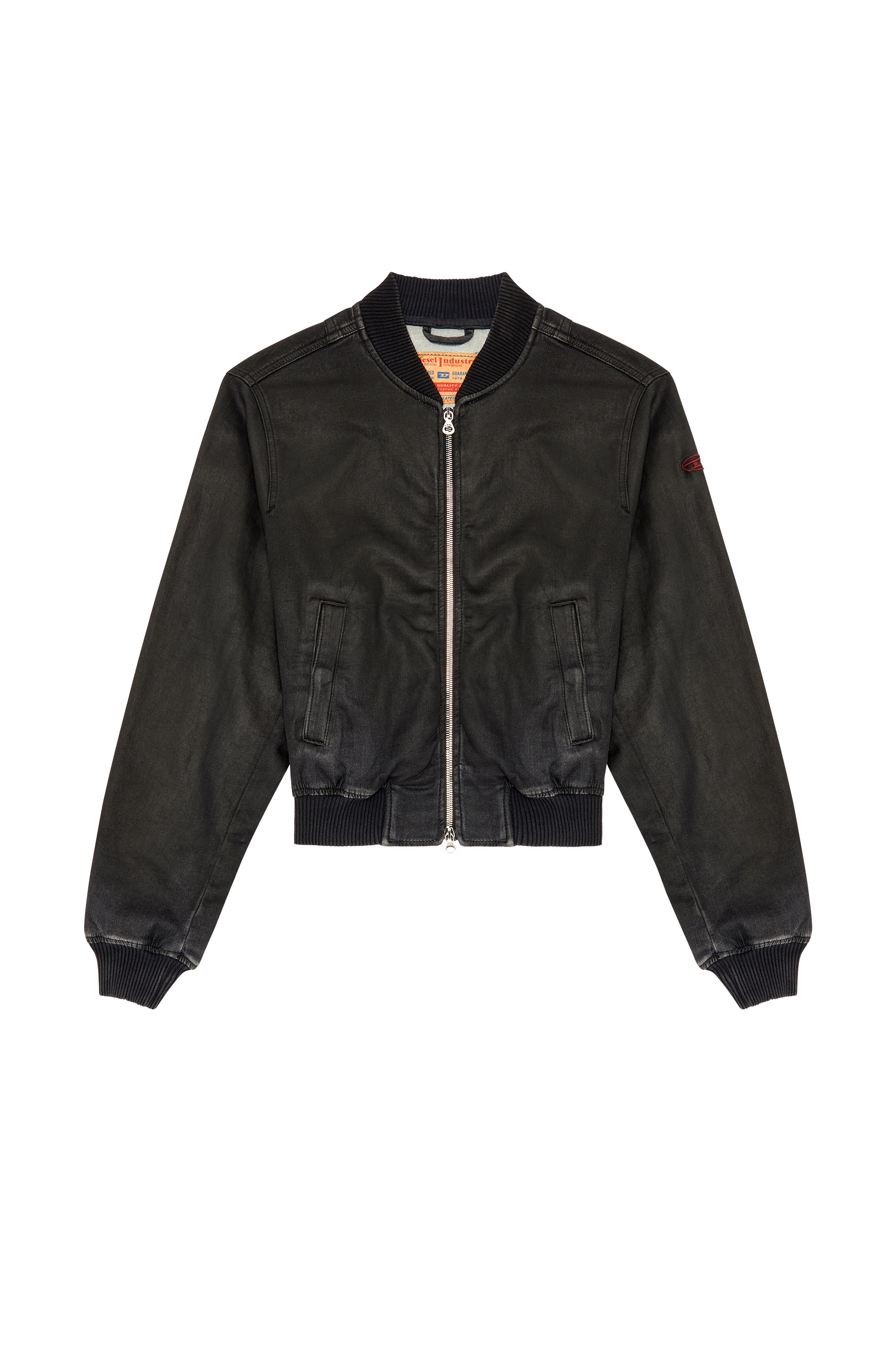 Women's Bomber jacket in coated denim | Black | Diesel