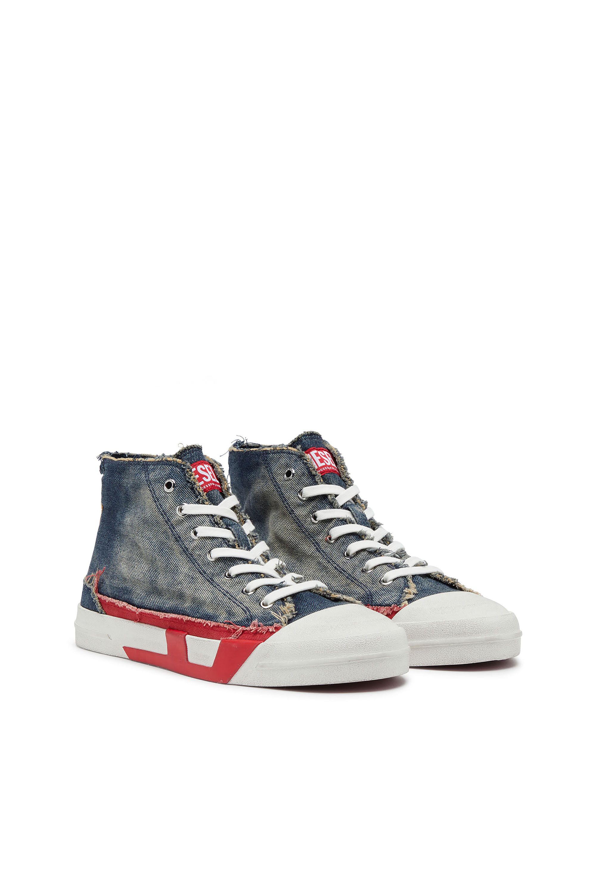Diesel - S-D-VERSE MID II, D-Verse-Zapatillas de caña alta en denim con logo D Hombre in Azul marino - 3