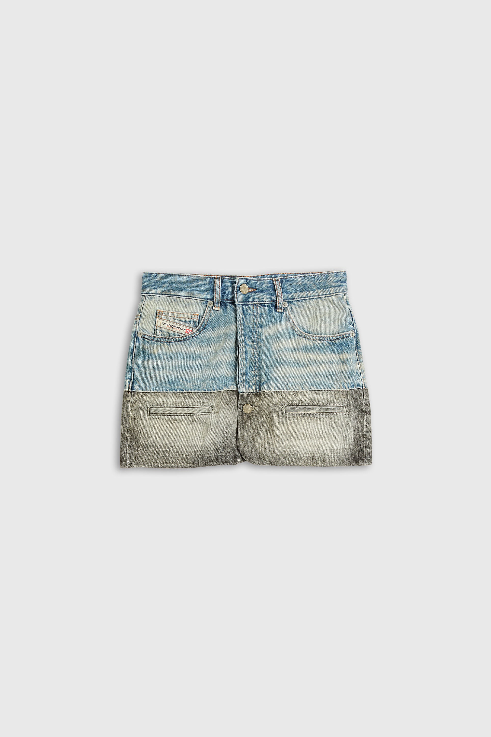Diesel - DE-RONEE-S1, Woman's Denim mini skirt with contrast hem in Blue/Grey - 2