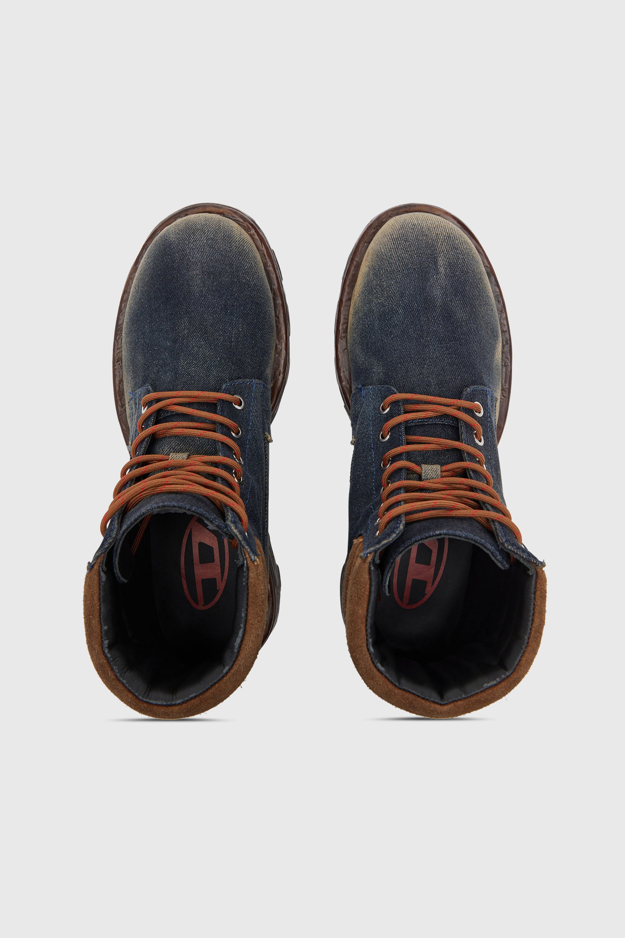 Diesel - D-HAMMER LACE UP, Male's D-Hammer-Combat boots in denim and suede in Dark Blue - 4