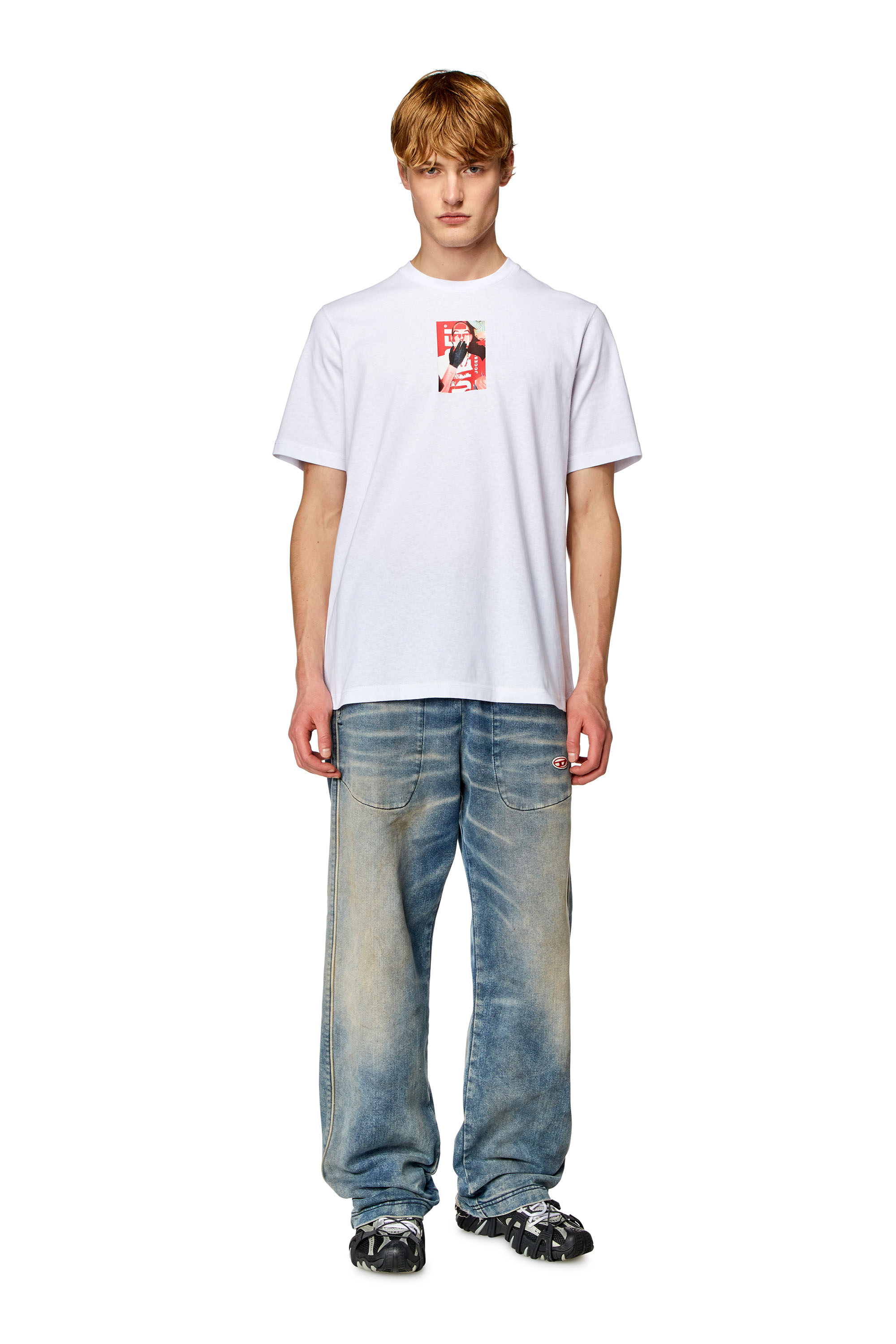 Diesel - T-JUST-N11, Man's T-shirt with photo print logo in White - 1